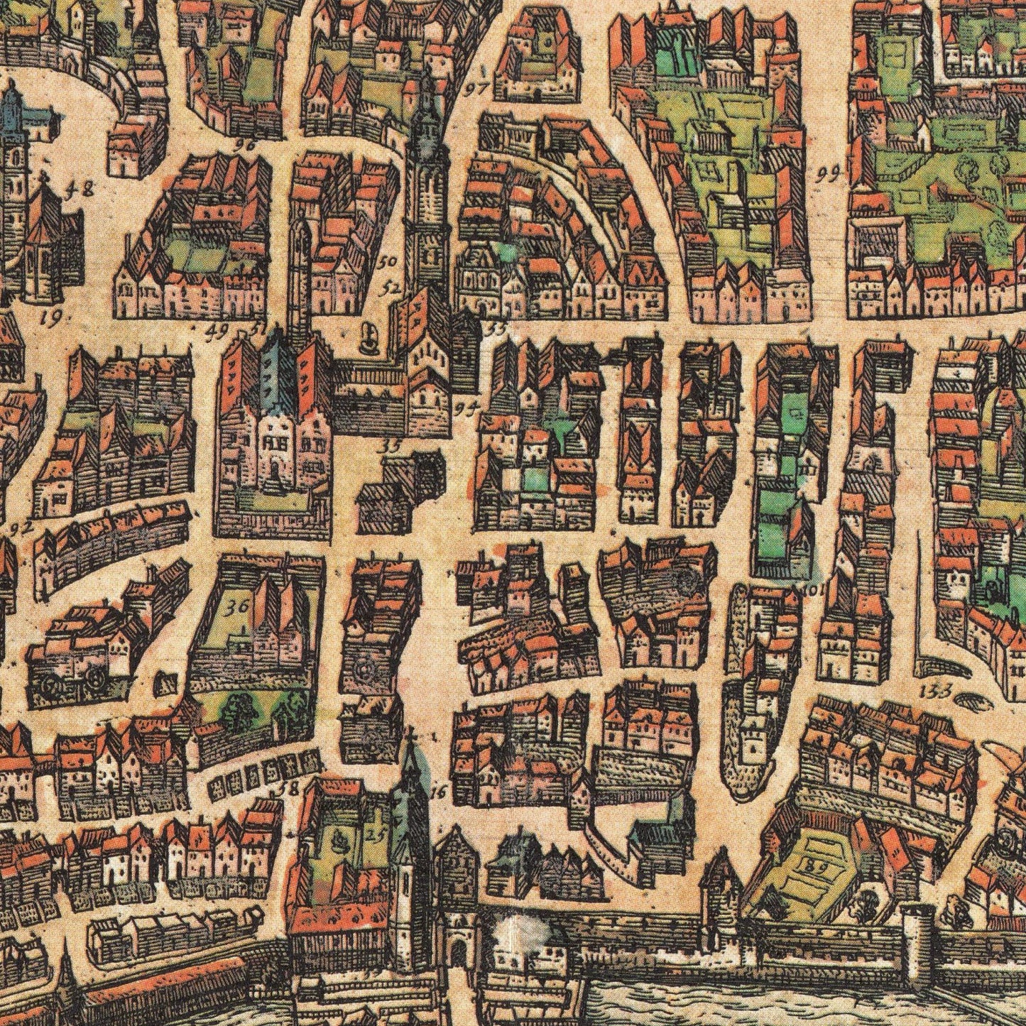 Historischer Stadtplan Augsburg um 1572