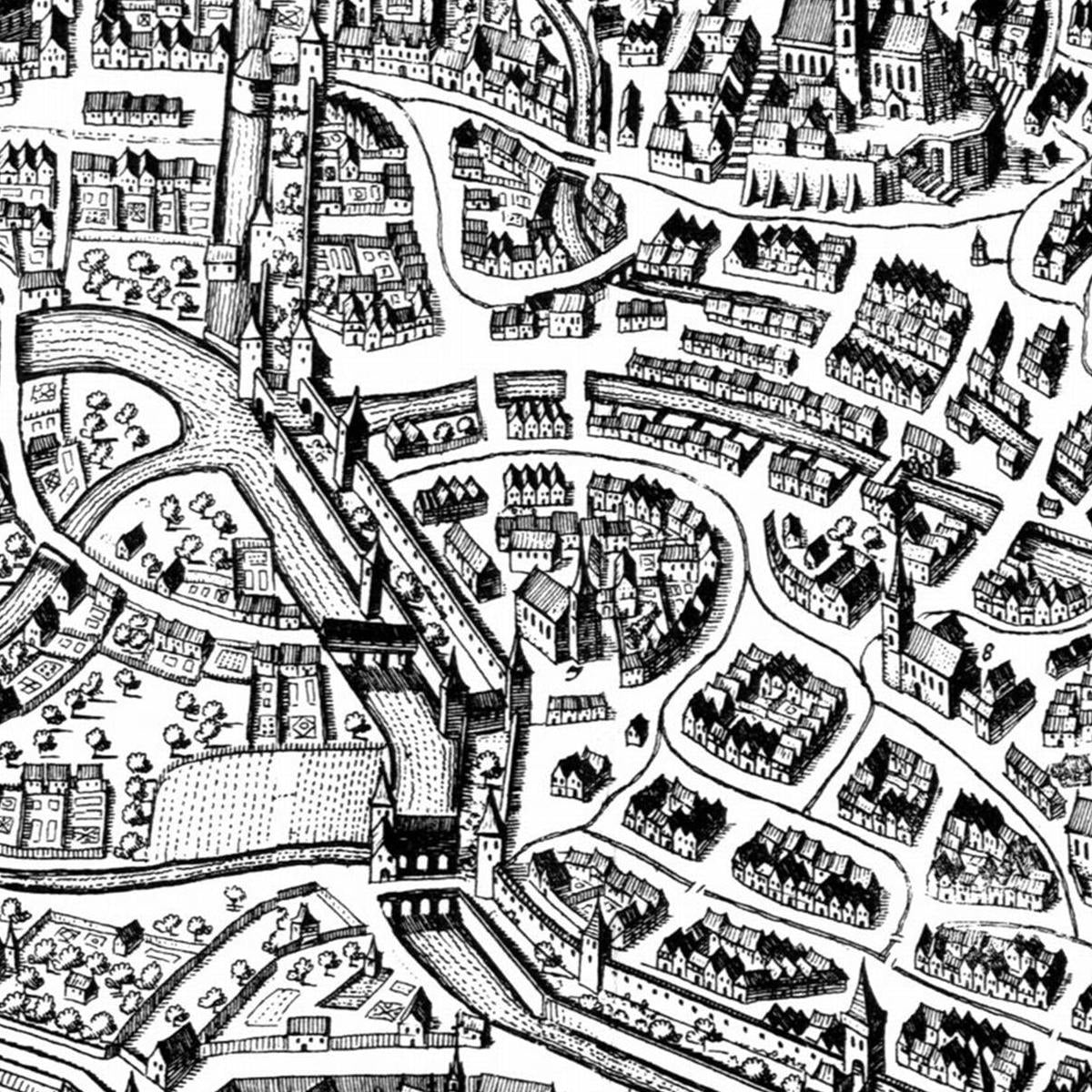 Historische Stadtansicht Erfurt um 1650