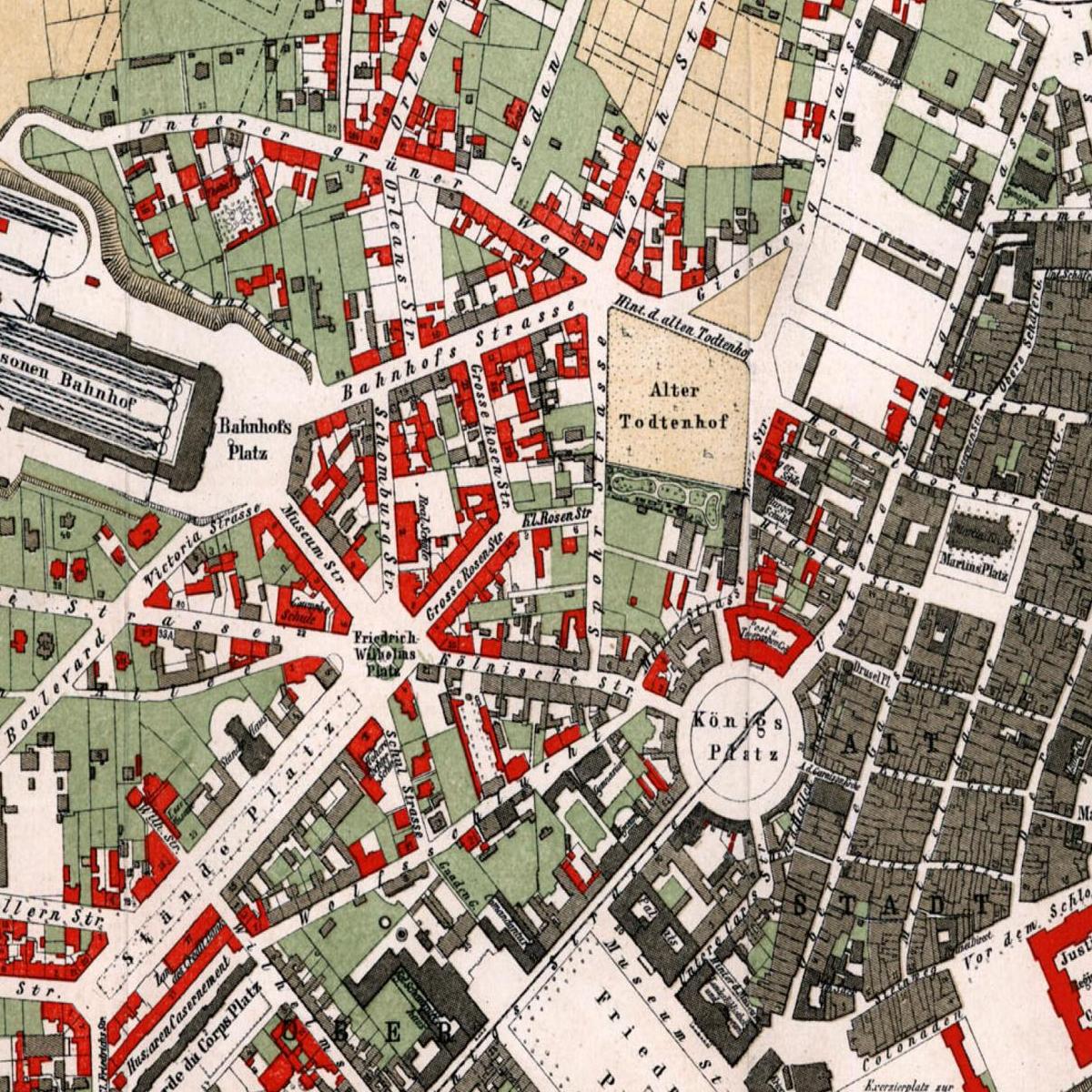 Historische Stadtansicht Kassel um 1878