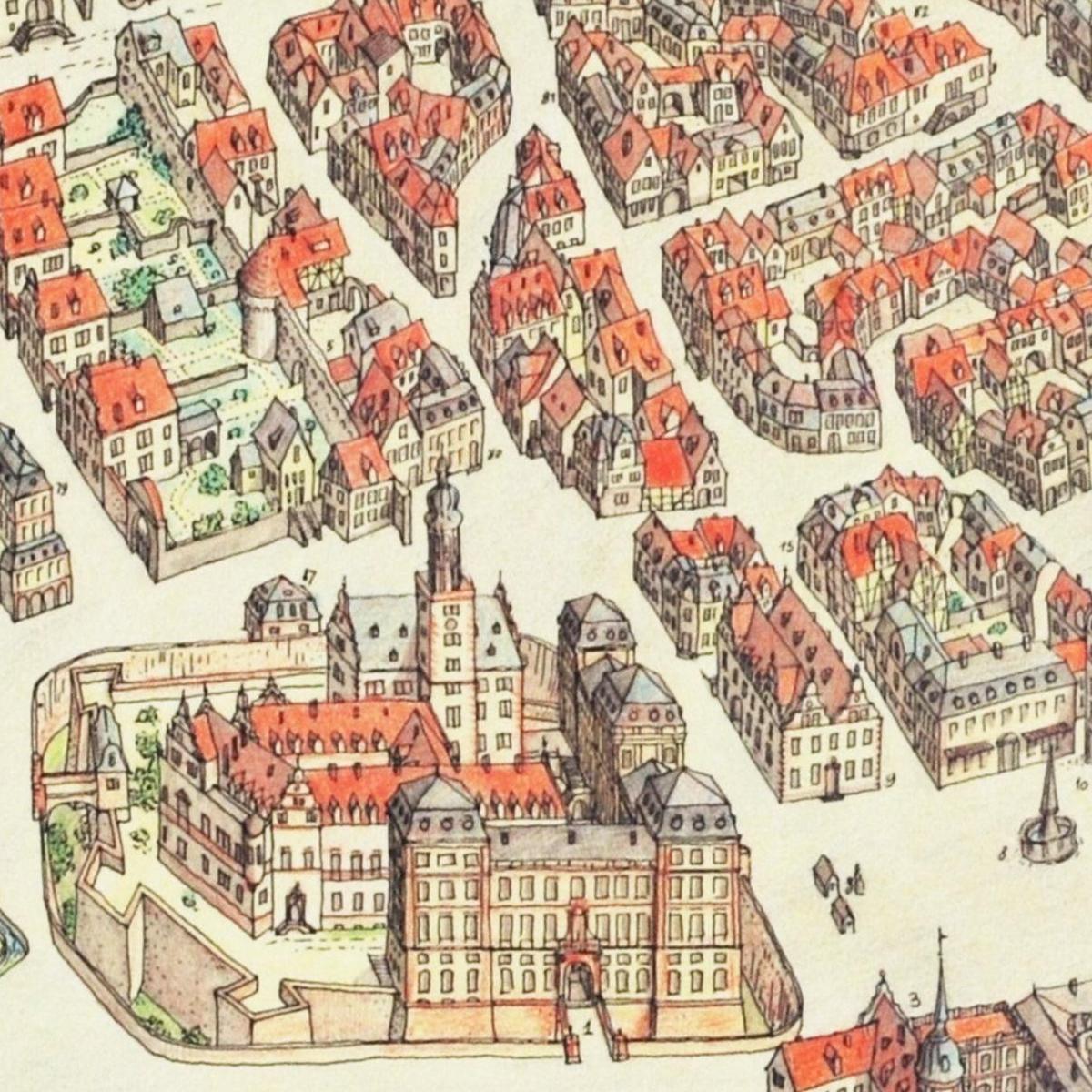Historische Stadtansicht Darmstadt um 1799