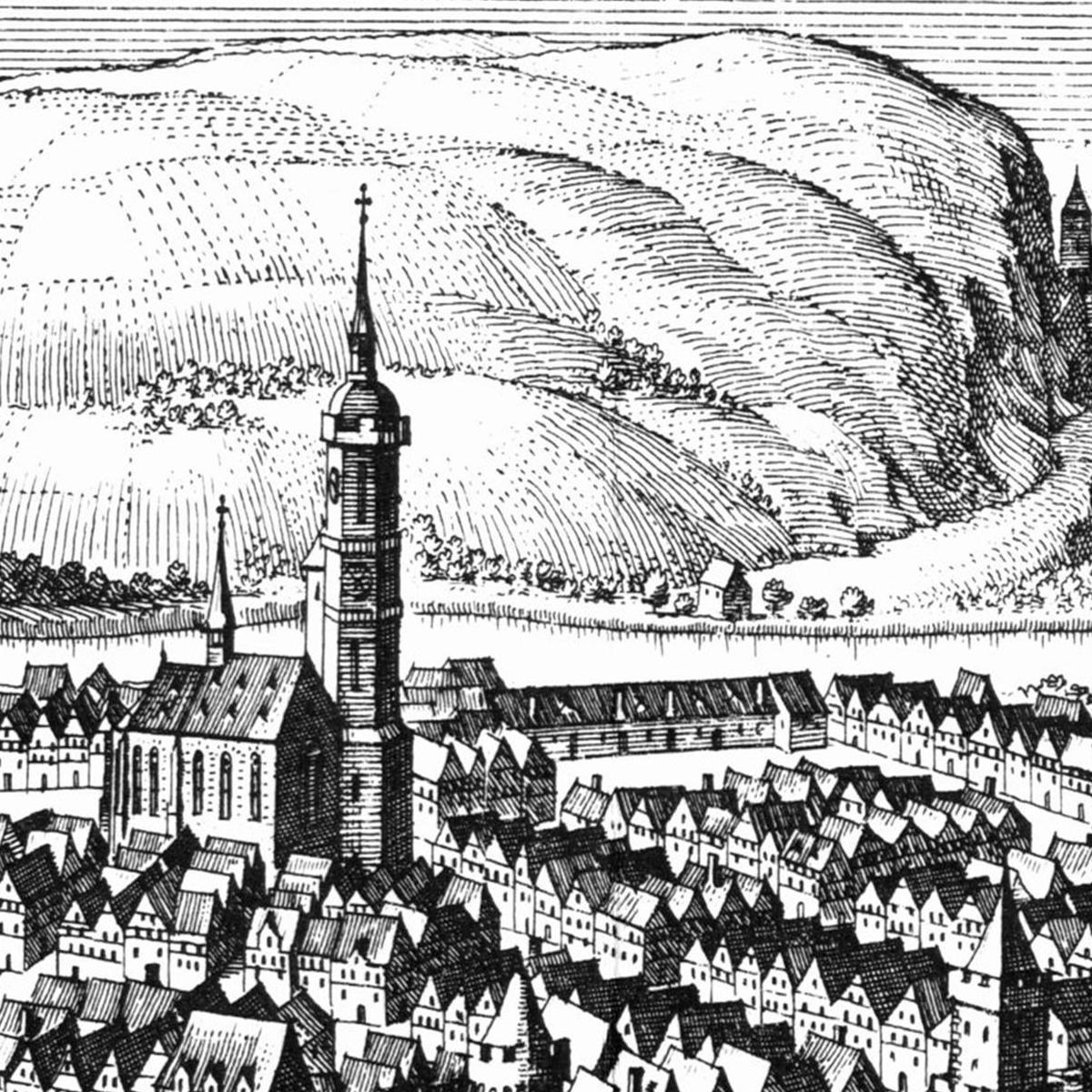 Historische Stadtansicht Jena um 1650