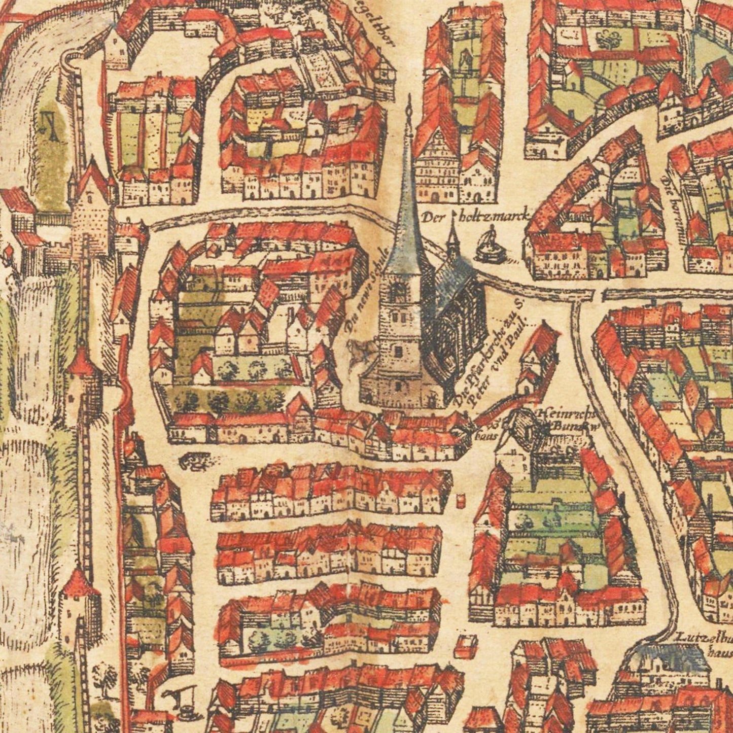 Historische Stadtansicht Weimar um 1582