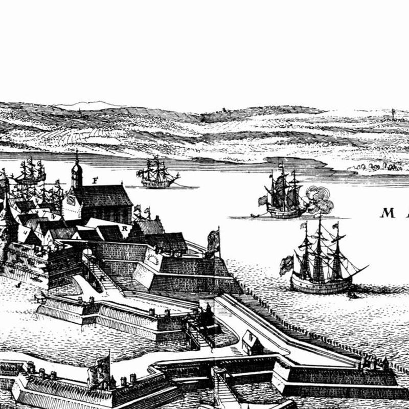 Historische Stadtansicht Stralsund um 1652