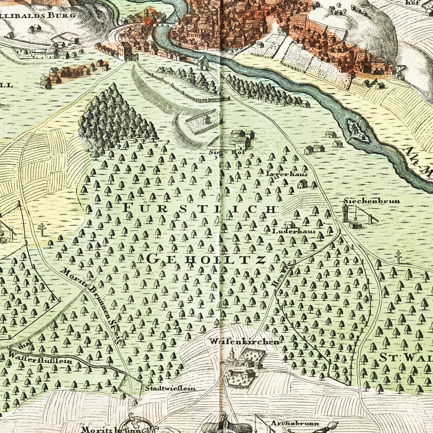 Historische Stadtansicht Eichstätt um 1730