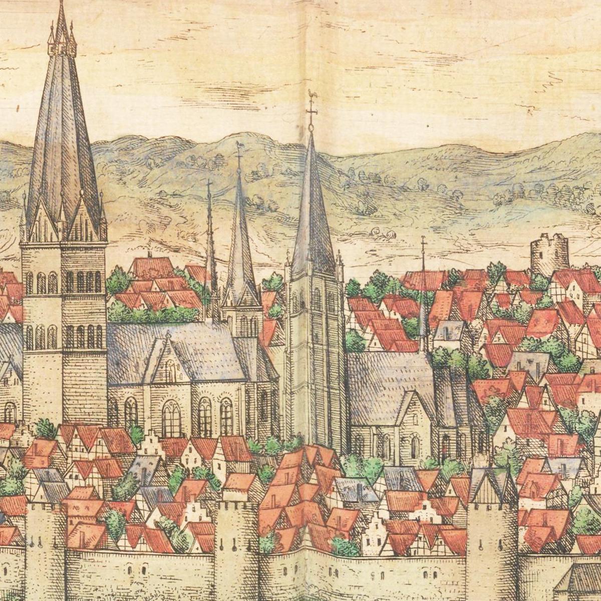Historische Stadtansicht Soest um 1592