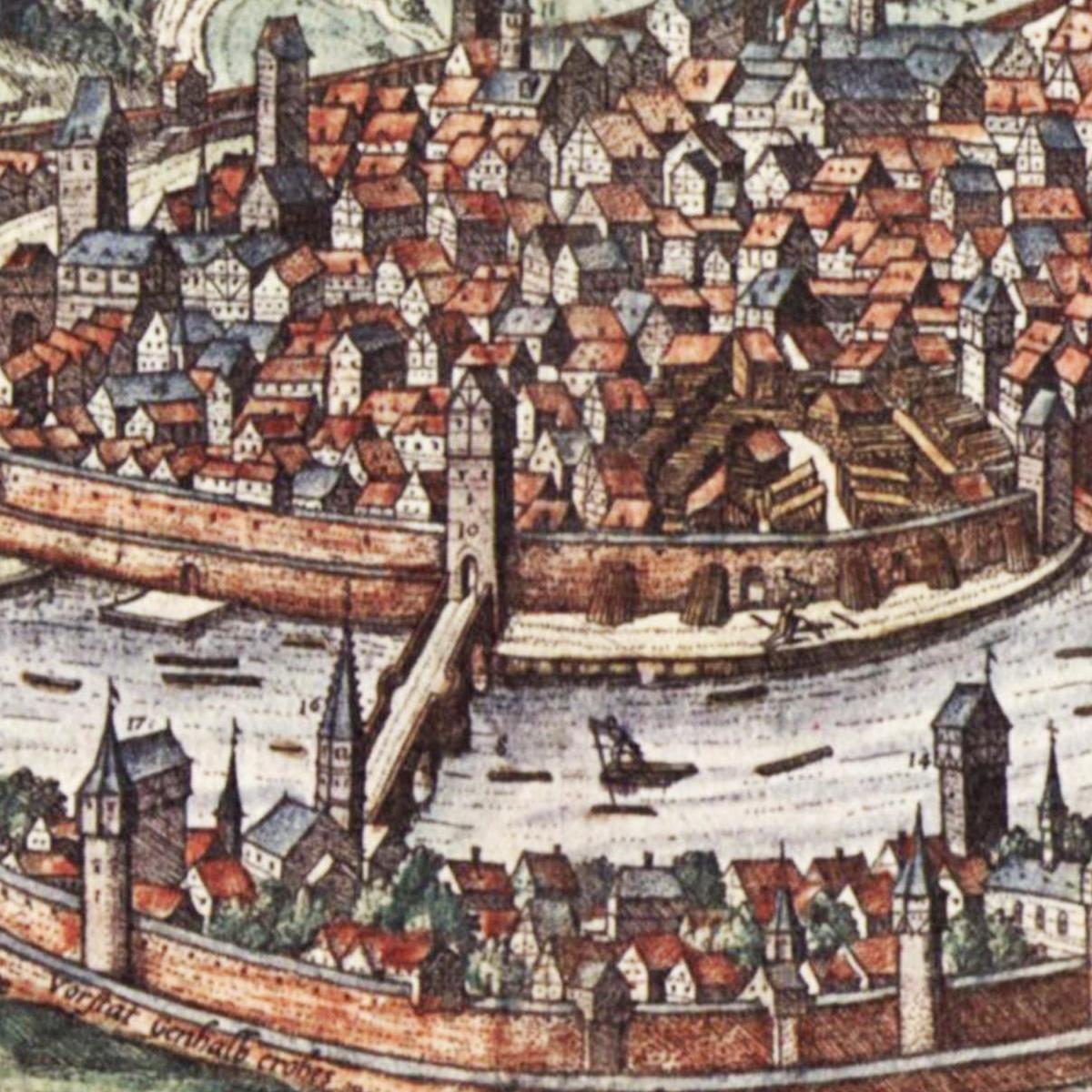 Historische Stadtansicht Schwäbisch Hall um 1580