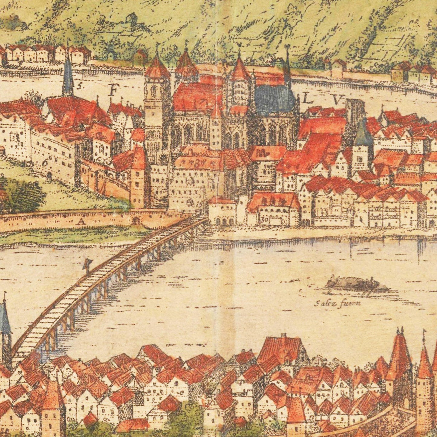 Historische Stadtansicht Passau um 1582