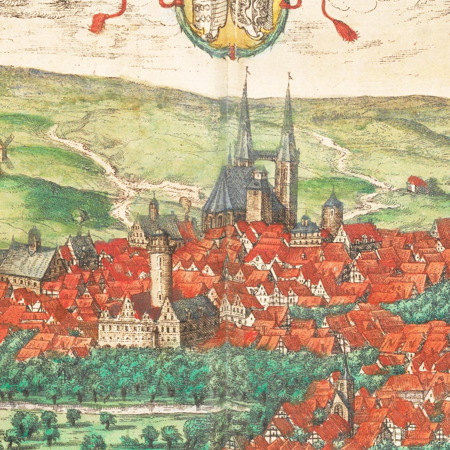 Historische Stadtansicht Eisleben um 1592