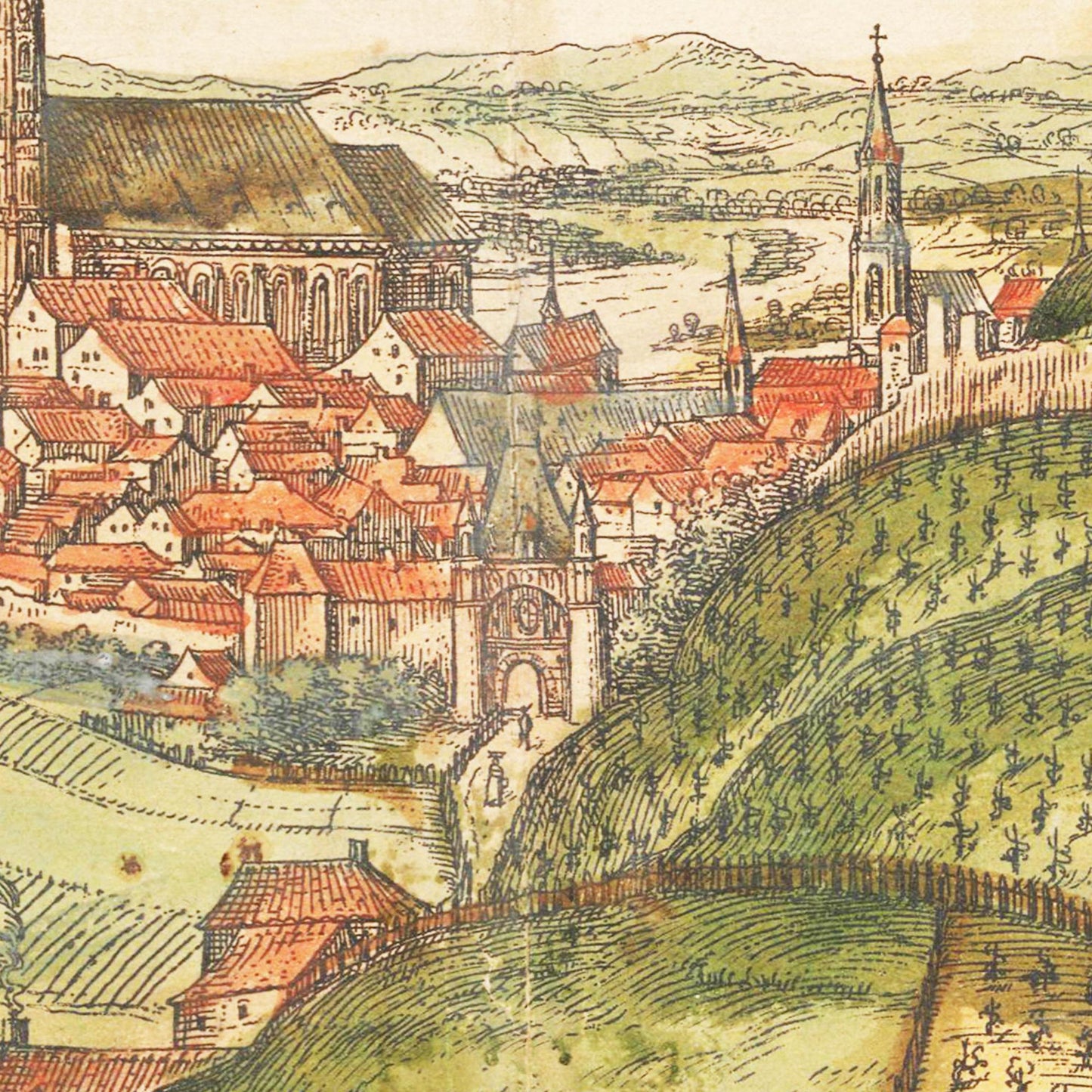 Historische Stadtansicht Landshut um 1582