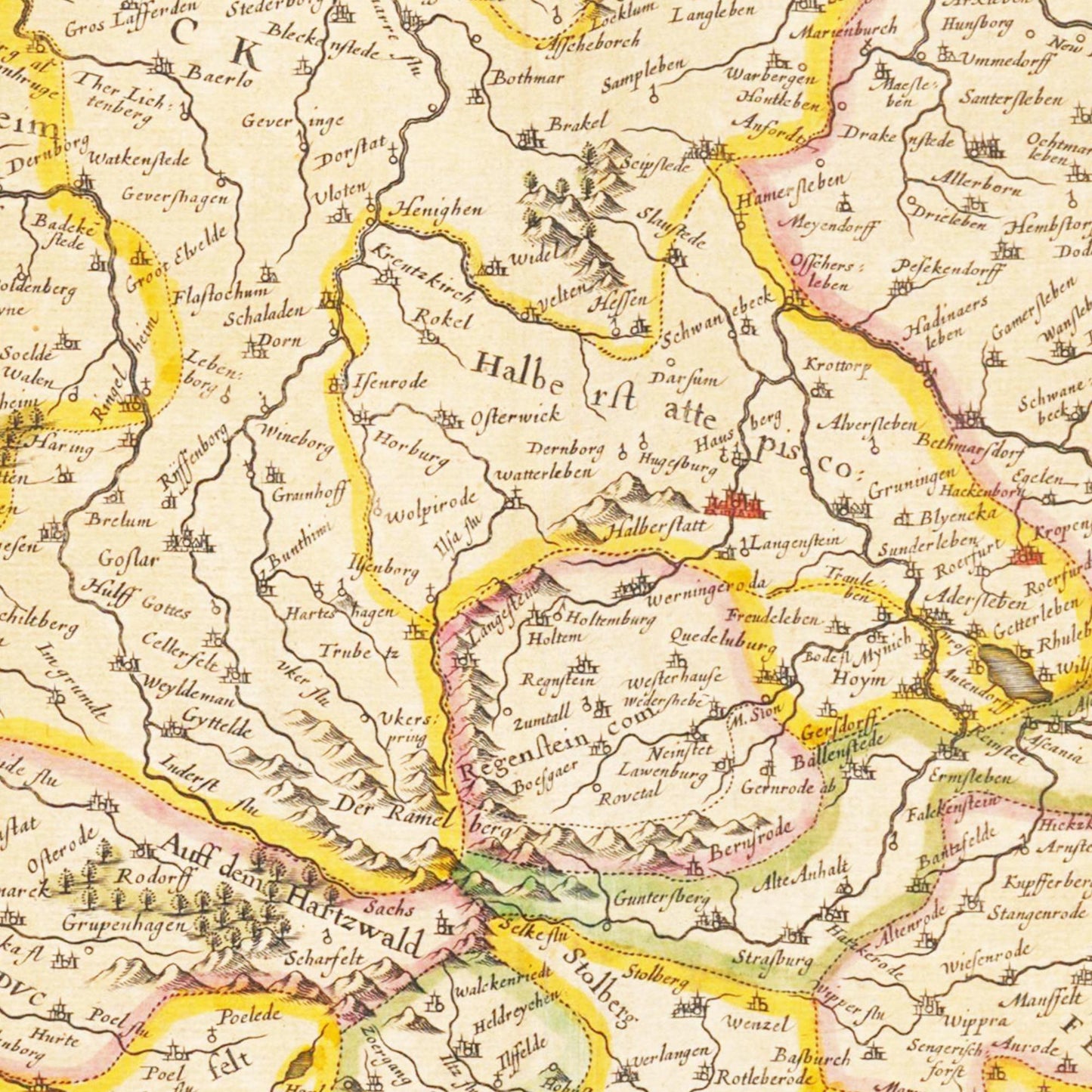 Historische Landkarte Braunschweig um 1635