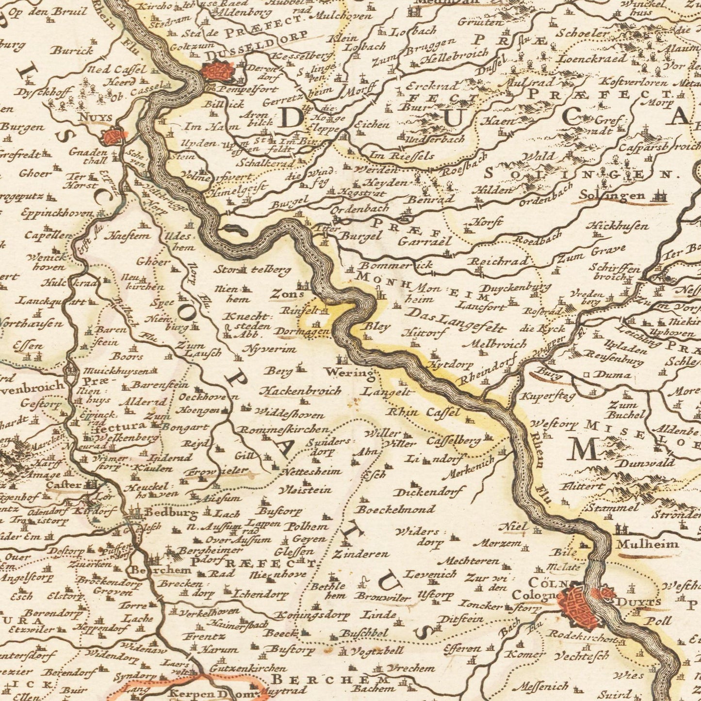 Historische Landkarte Rheinland um 1698