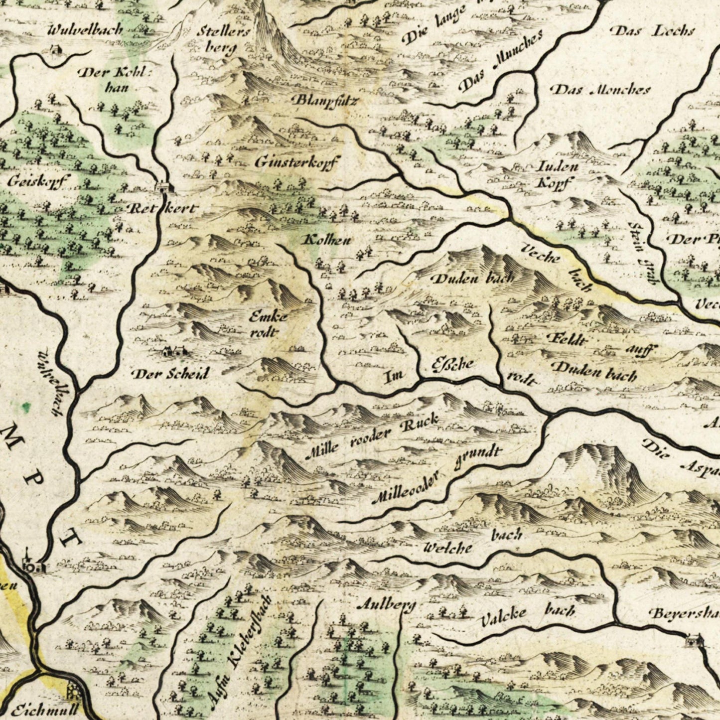 Historische Landkarte Bad Hersfeld um 1647