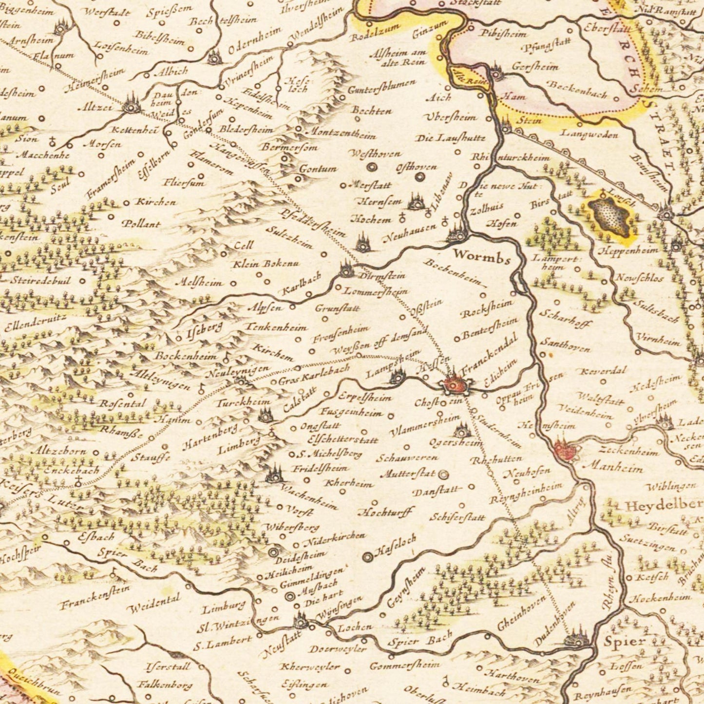 Historische Landkarte Pfalz um 1635