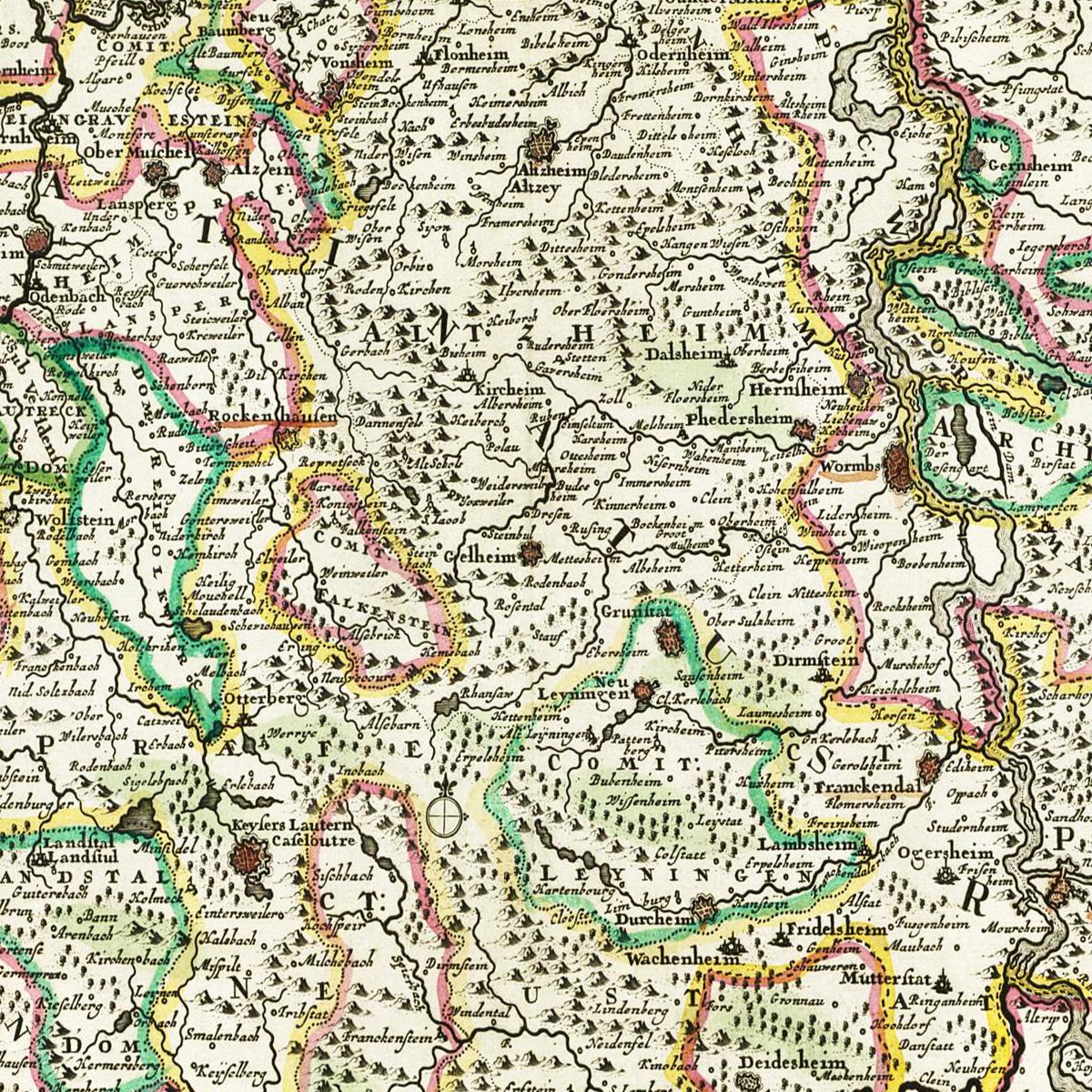 Historische Landkarte Pfalz um 1700