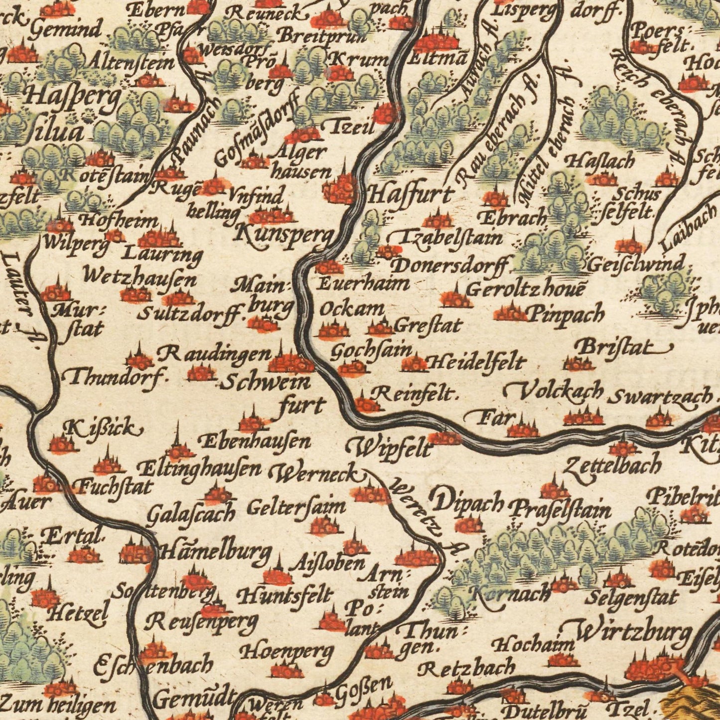 Historische Landkarte Franken um 1609