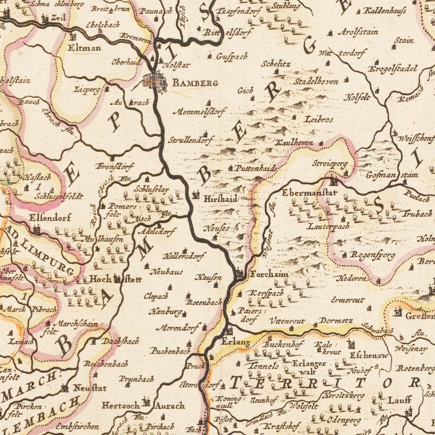 Historische Landkarte Franken um 1698