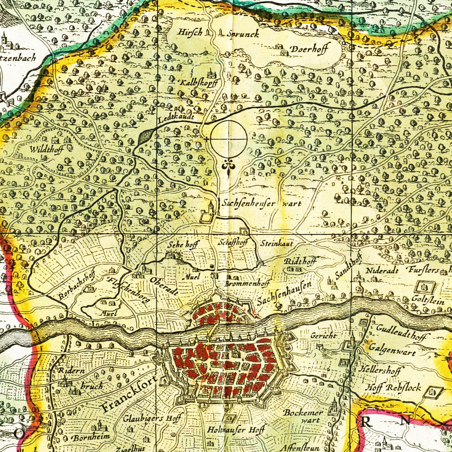 Historische Landkarte Frankfurt um 1700