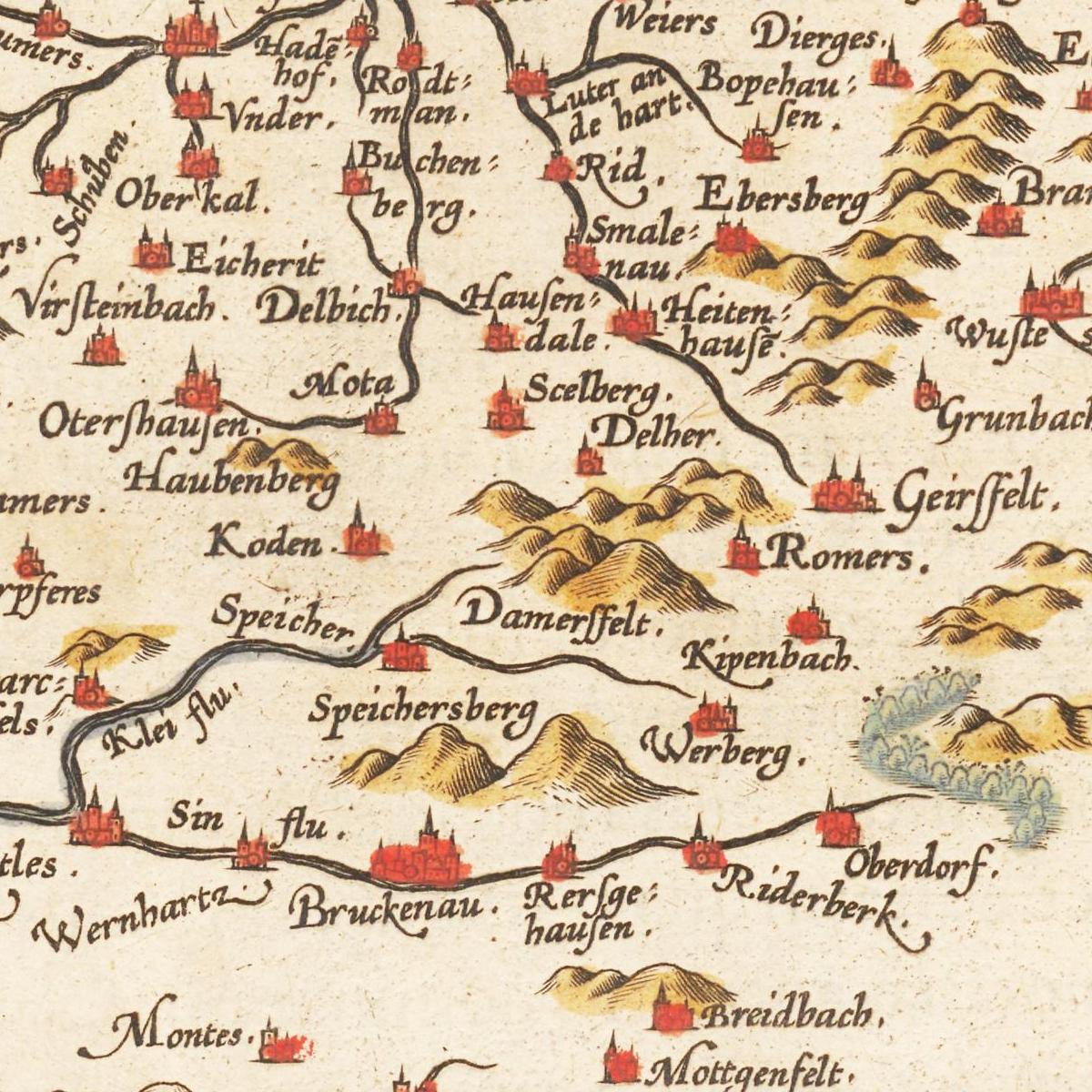 Historische Landkarte Fulda um 1609