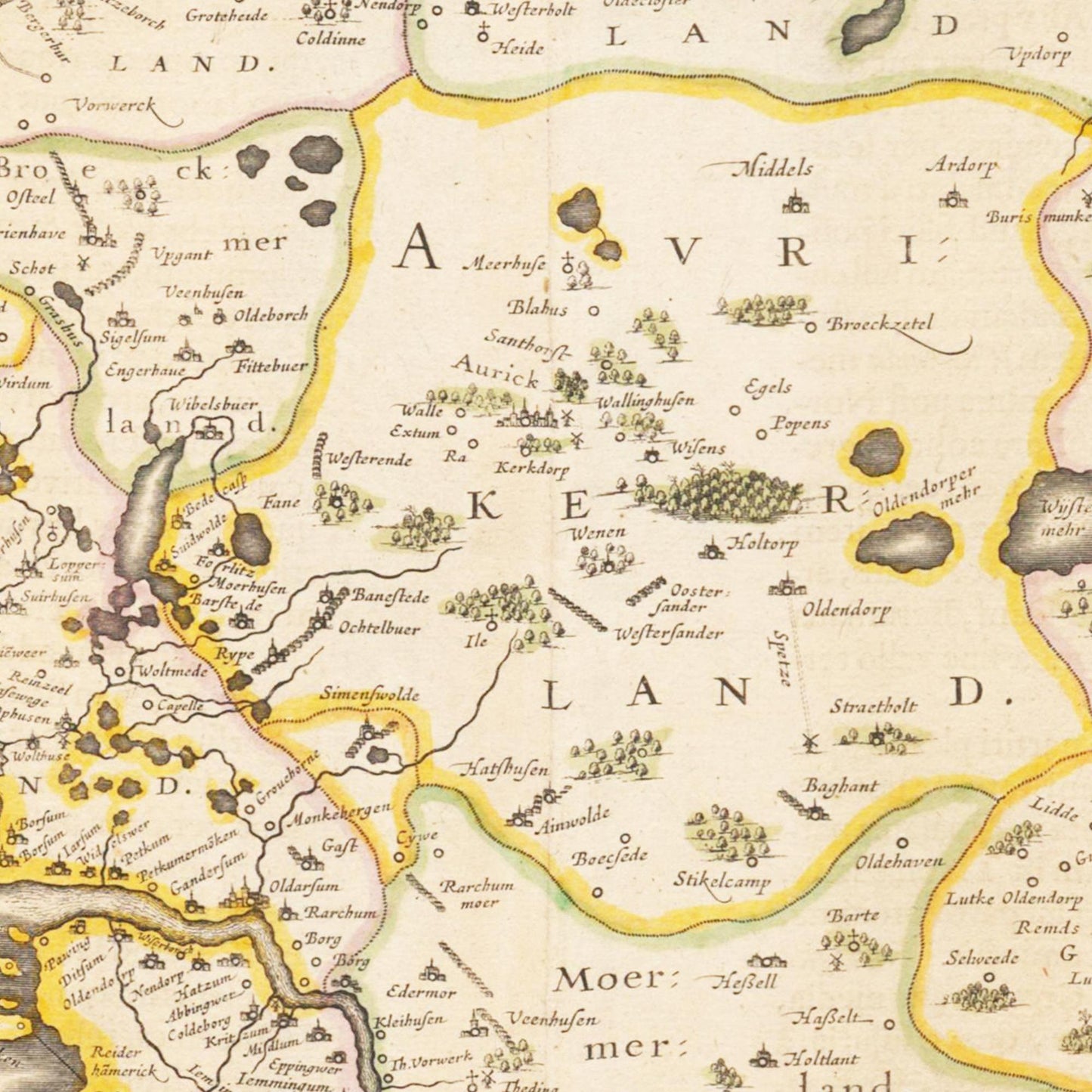 Historische Landkarte Ostfriesland um 1635