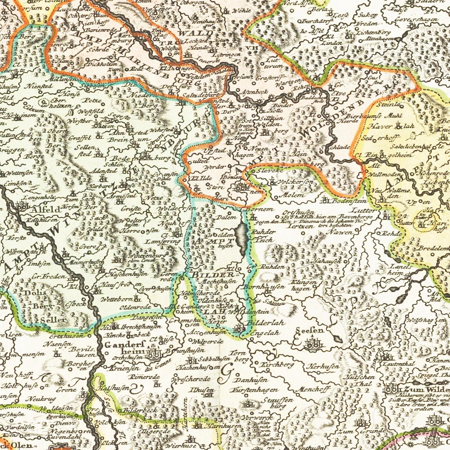 Historische Landkarte Hildesheim um 1730