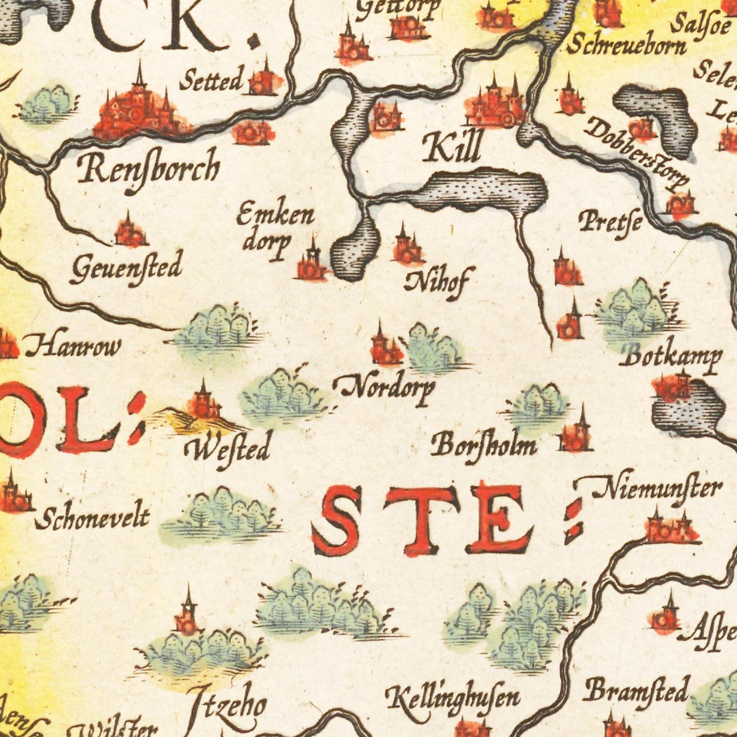 Historische Landkarte Holstein um 1609