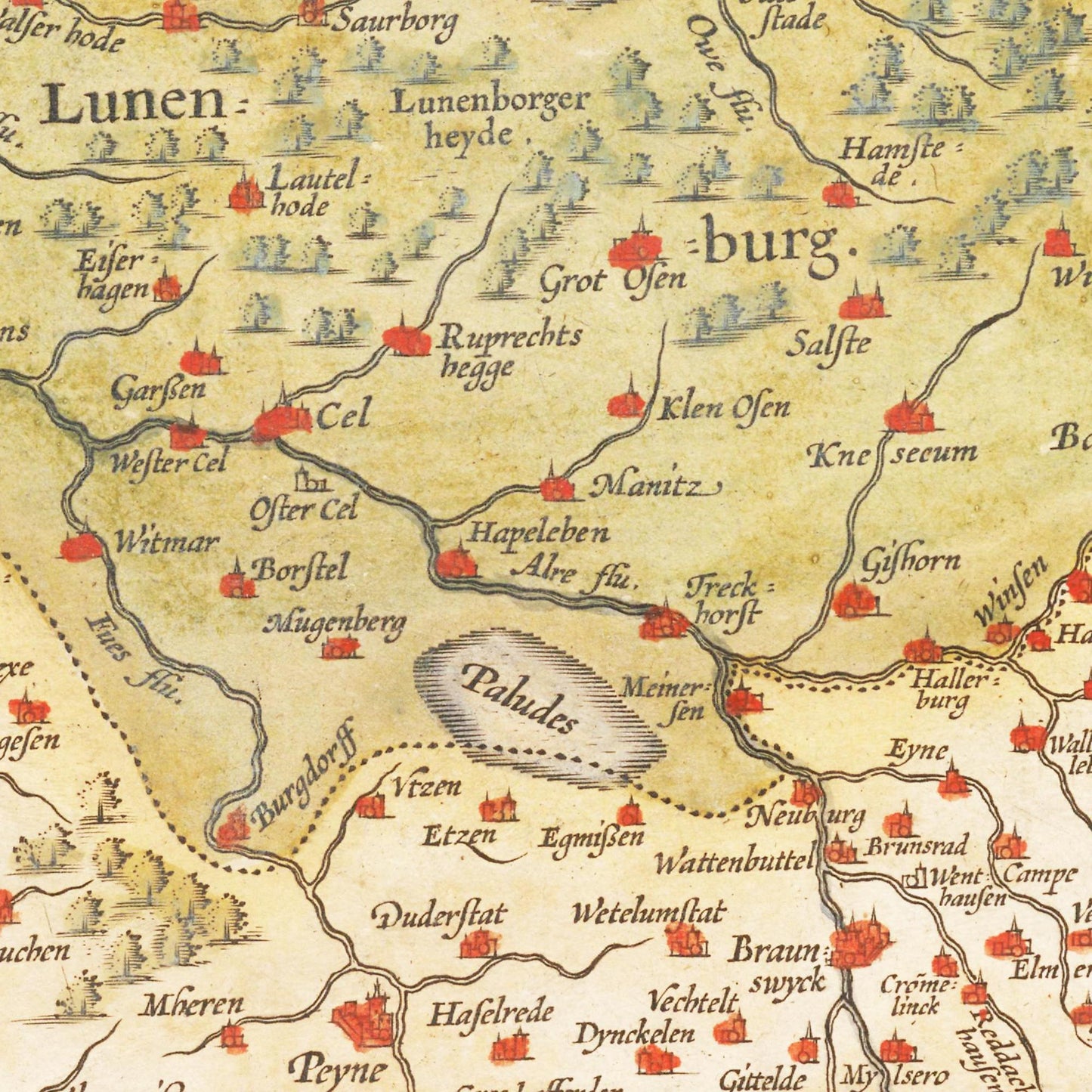 Historische Landkarte Lüneburg um 1609