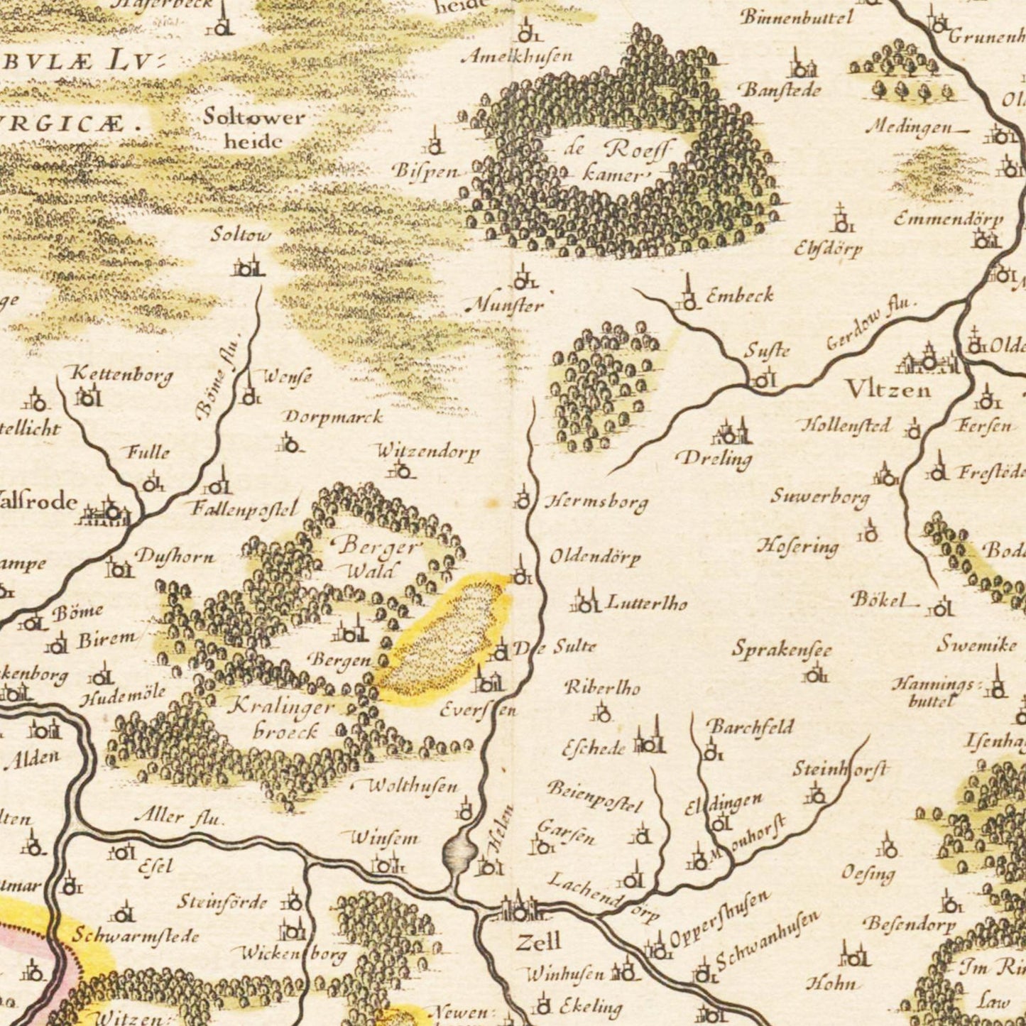 Historische Landkarte Lüneburg um 1635