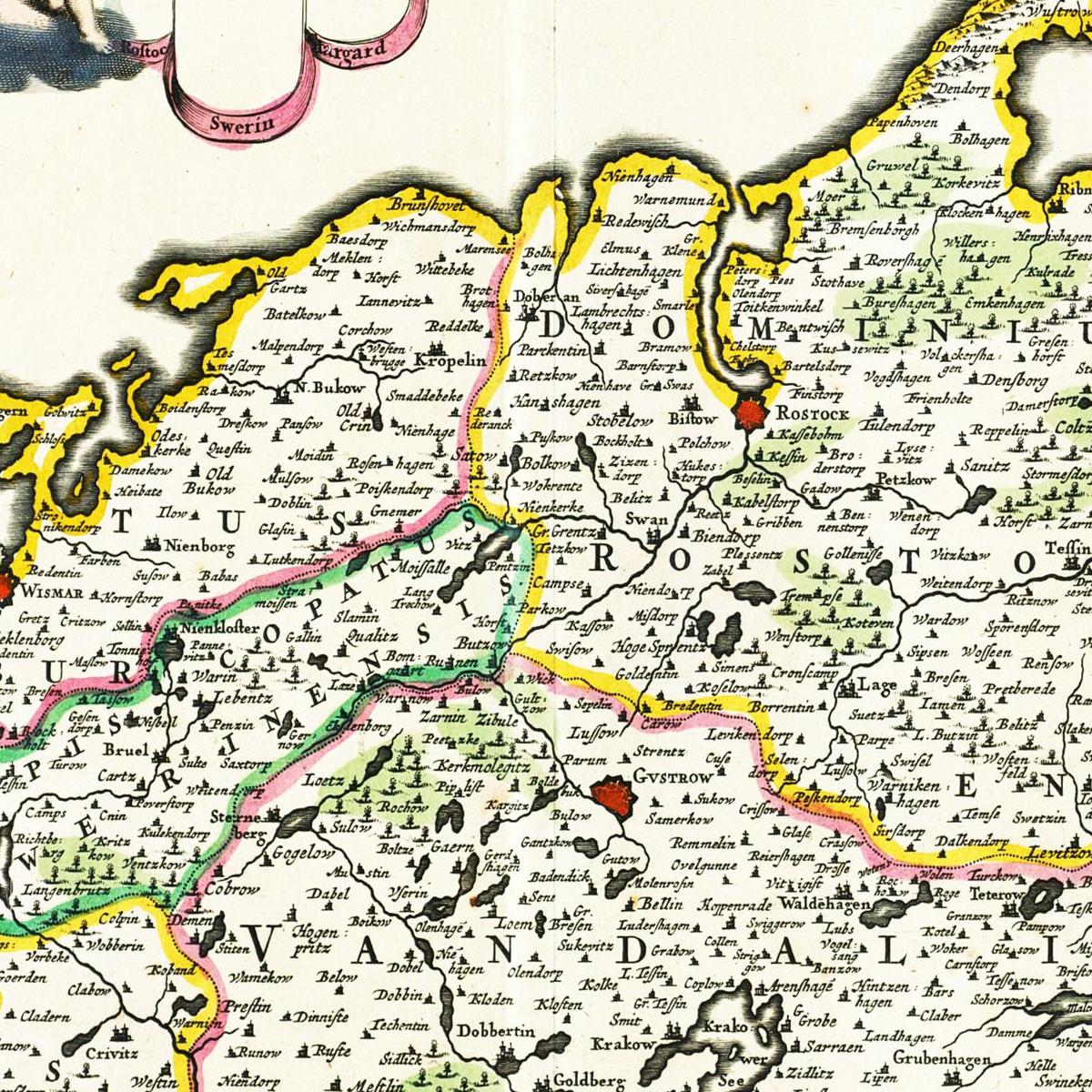 Historische Landkarte Mecklenburg um 1680