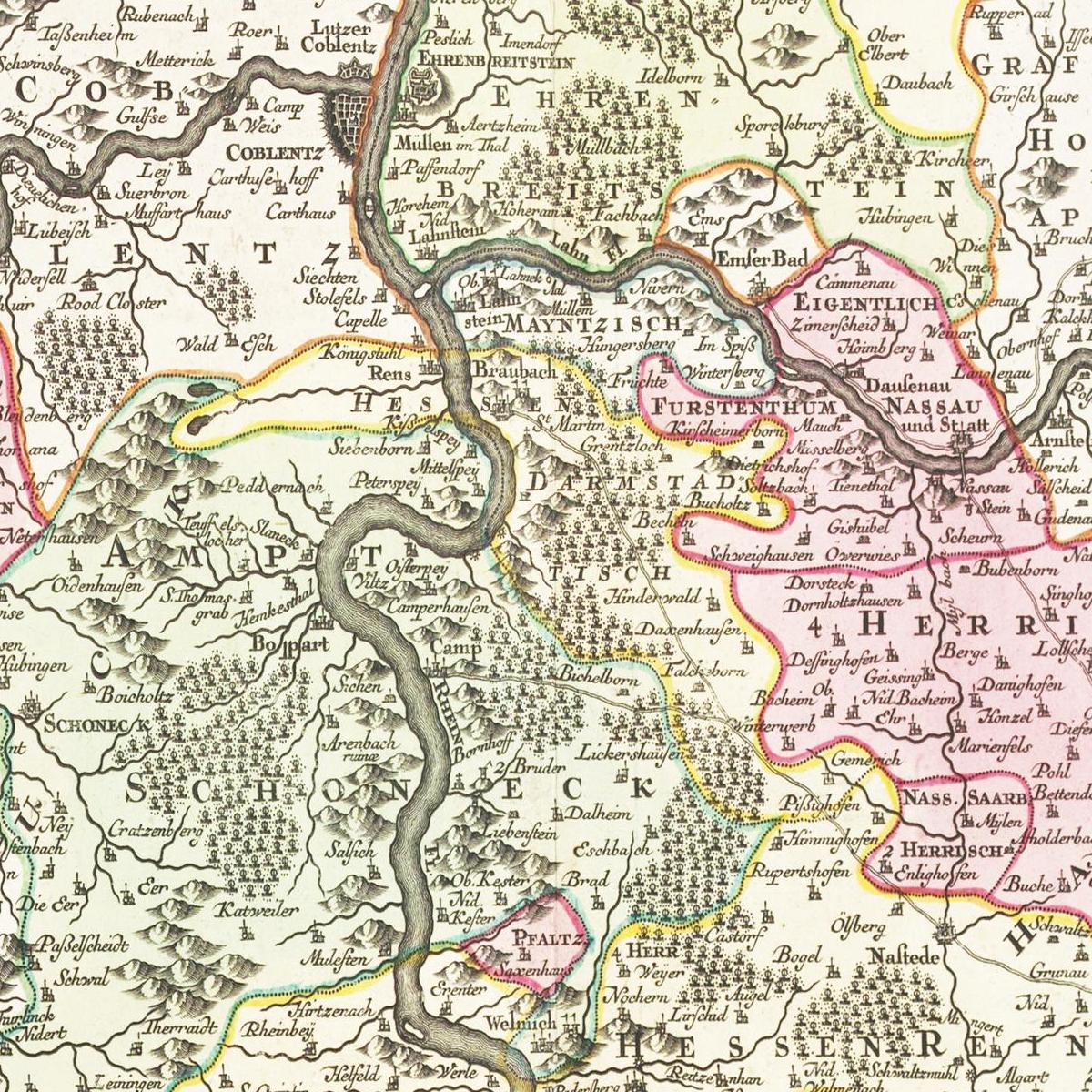 Historische Landkarte Nassau um 1750