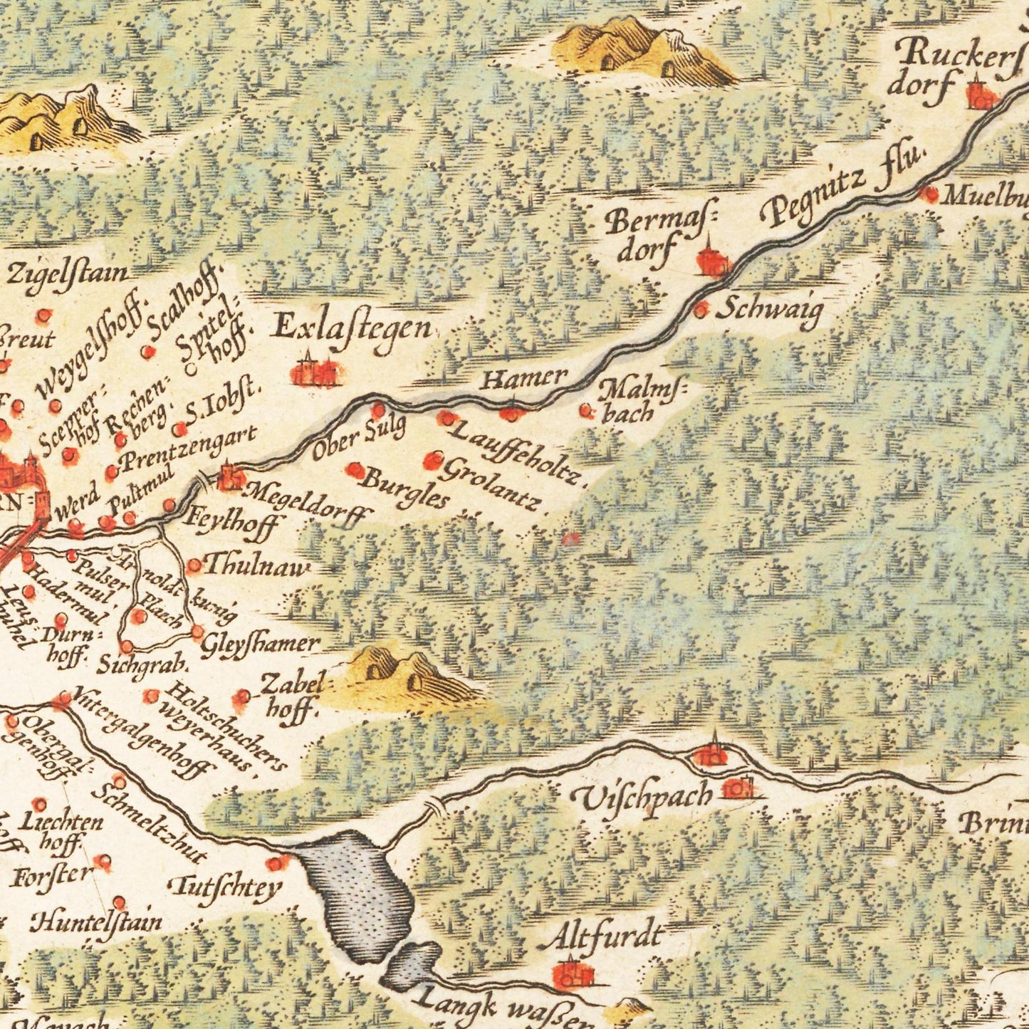 Historische Landkarte Nürnberg um 1609
