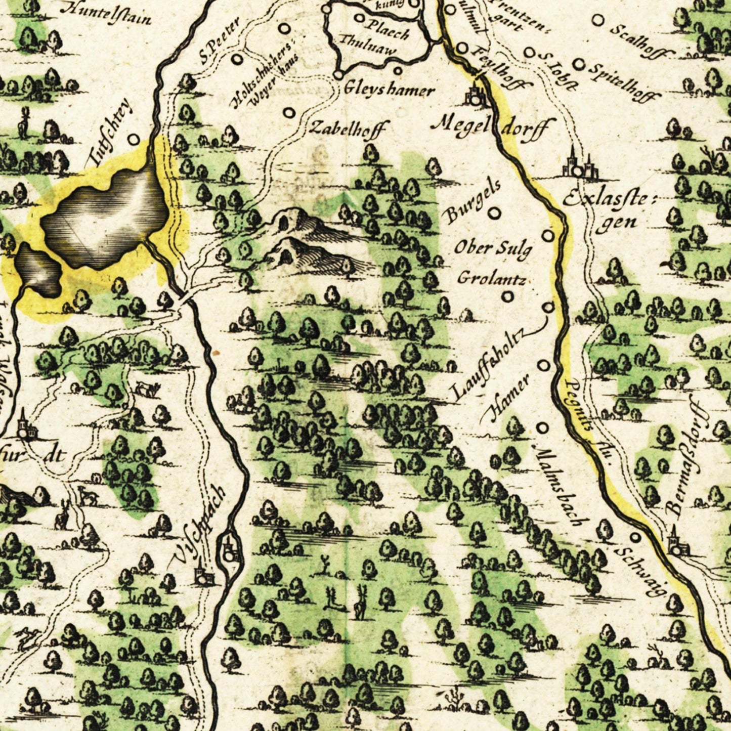 Historische Landkarte Nürnberg um 1647