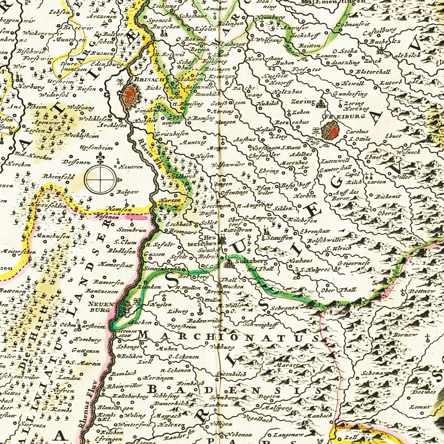 Historische Landkarte Oberrhein um 1700