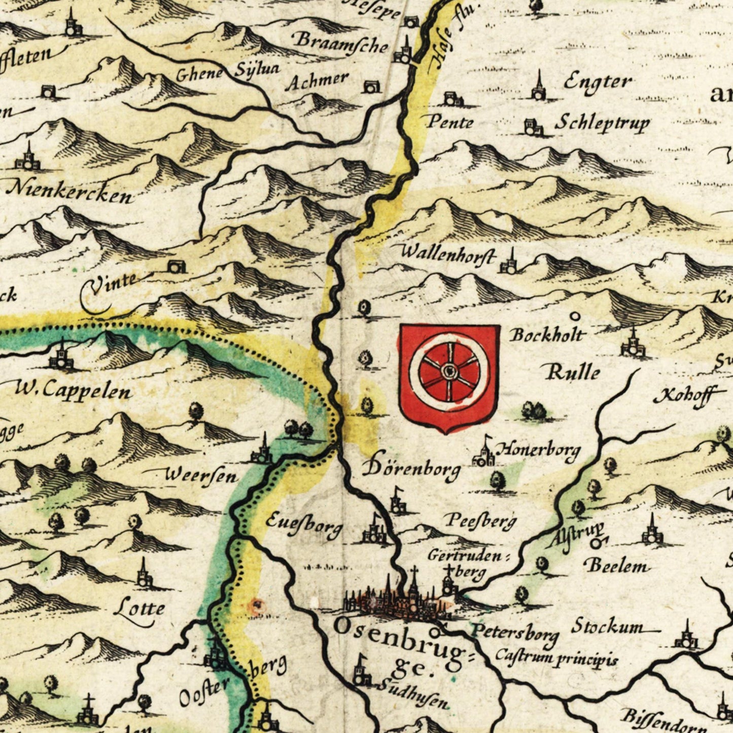 Historische Landkarte Osnabrück um 1650