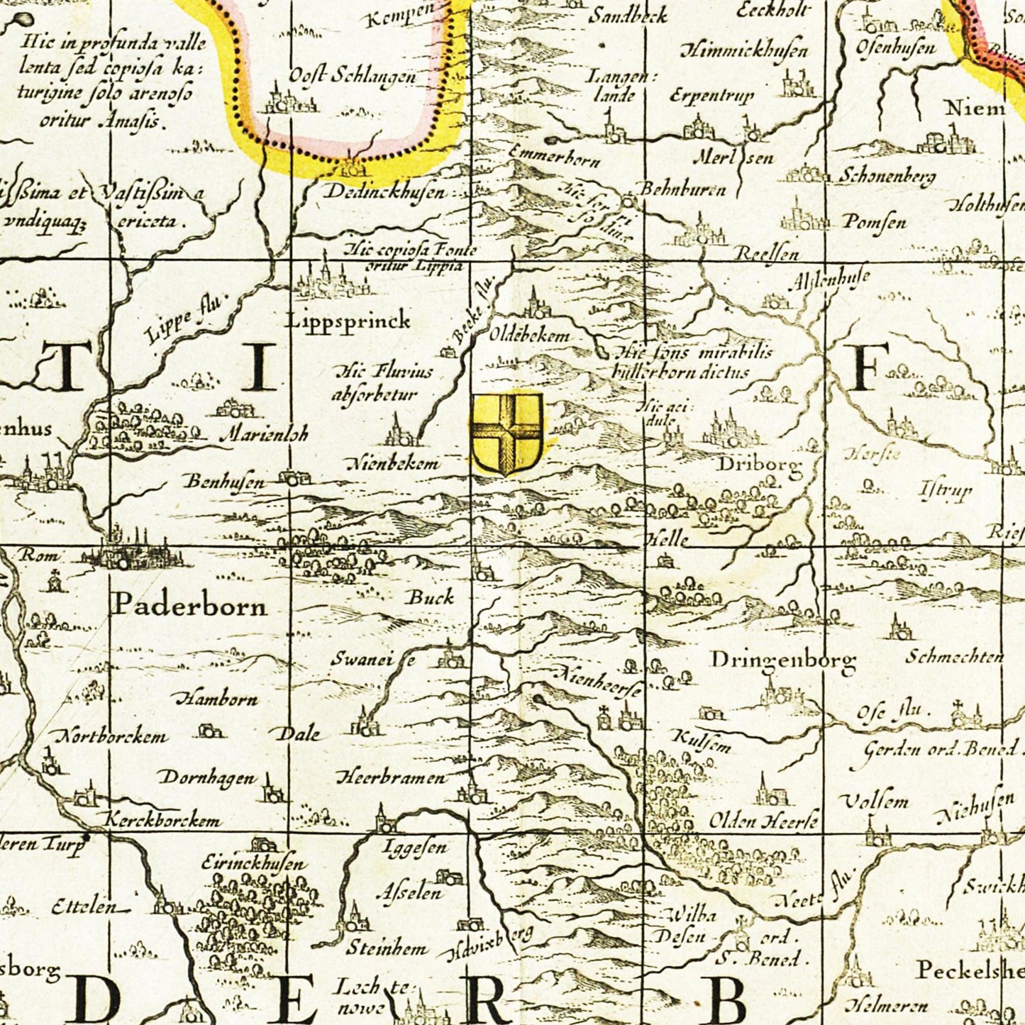 Historische Landkarte Paderborn um 1700