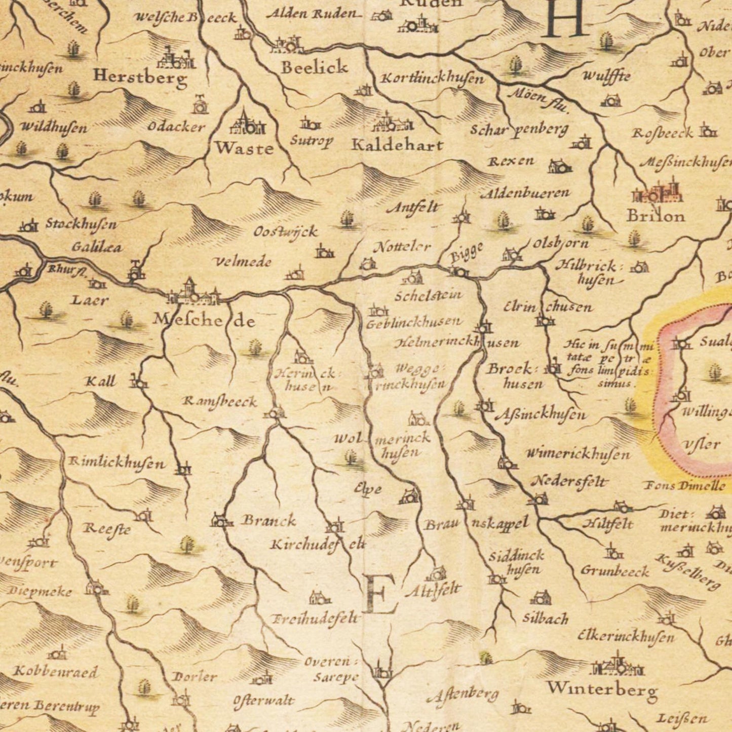 Historische Landkarte Westfalen um 1635