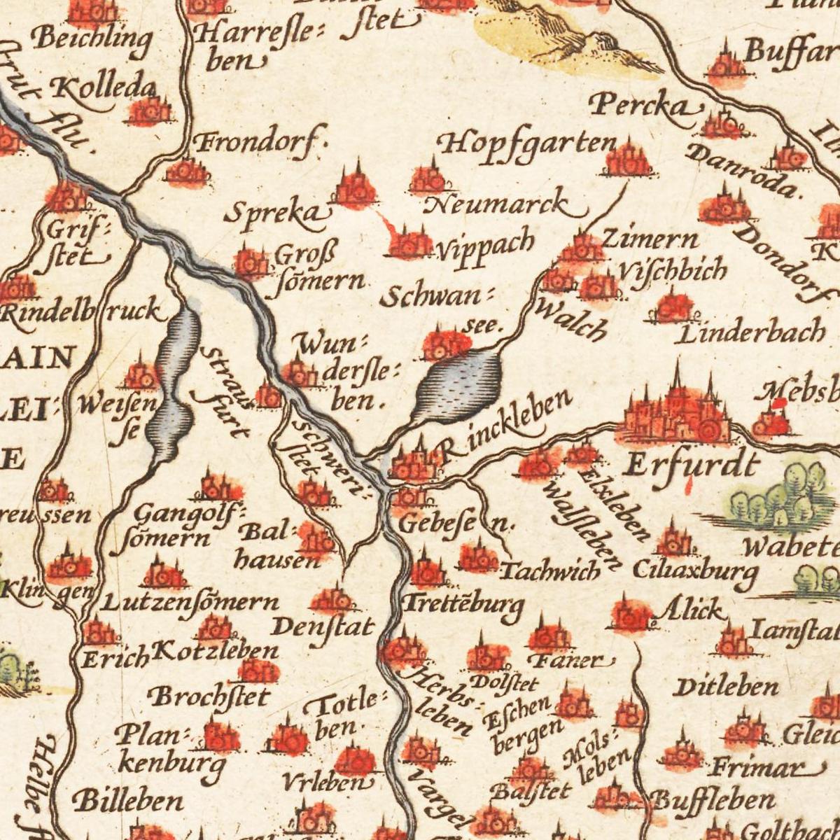 Historische Landkarte Thüringen um 1609