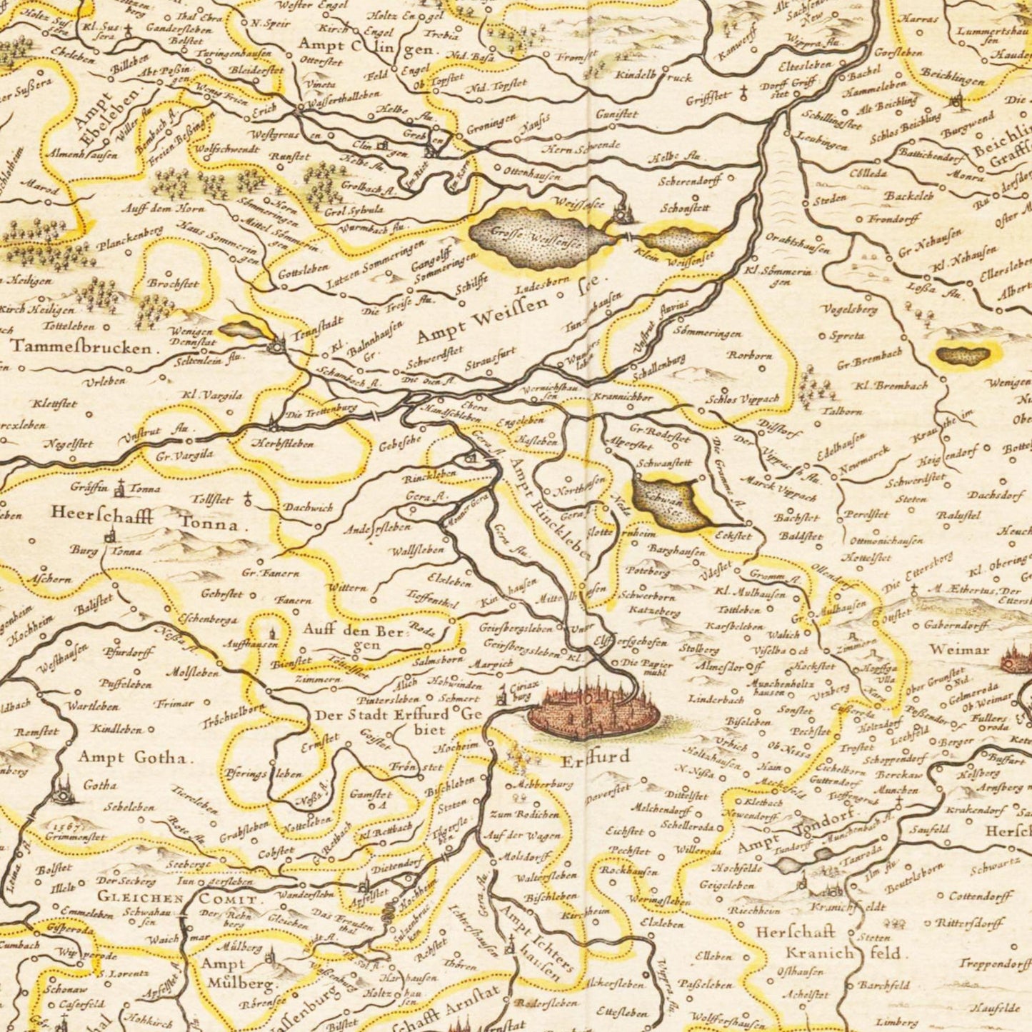 Historische Landkarte Thüringen um 1635