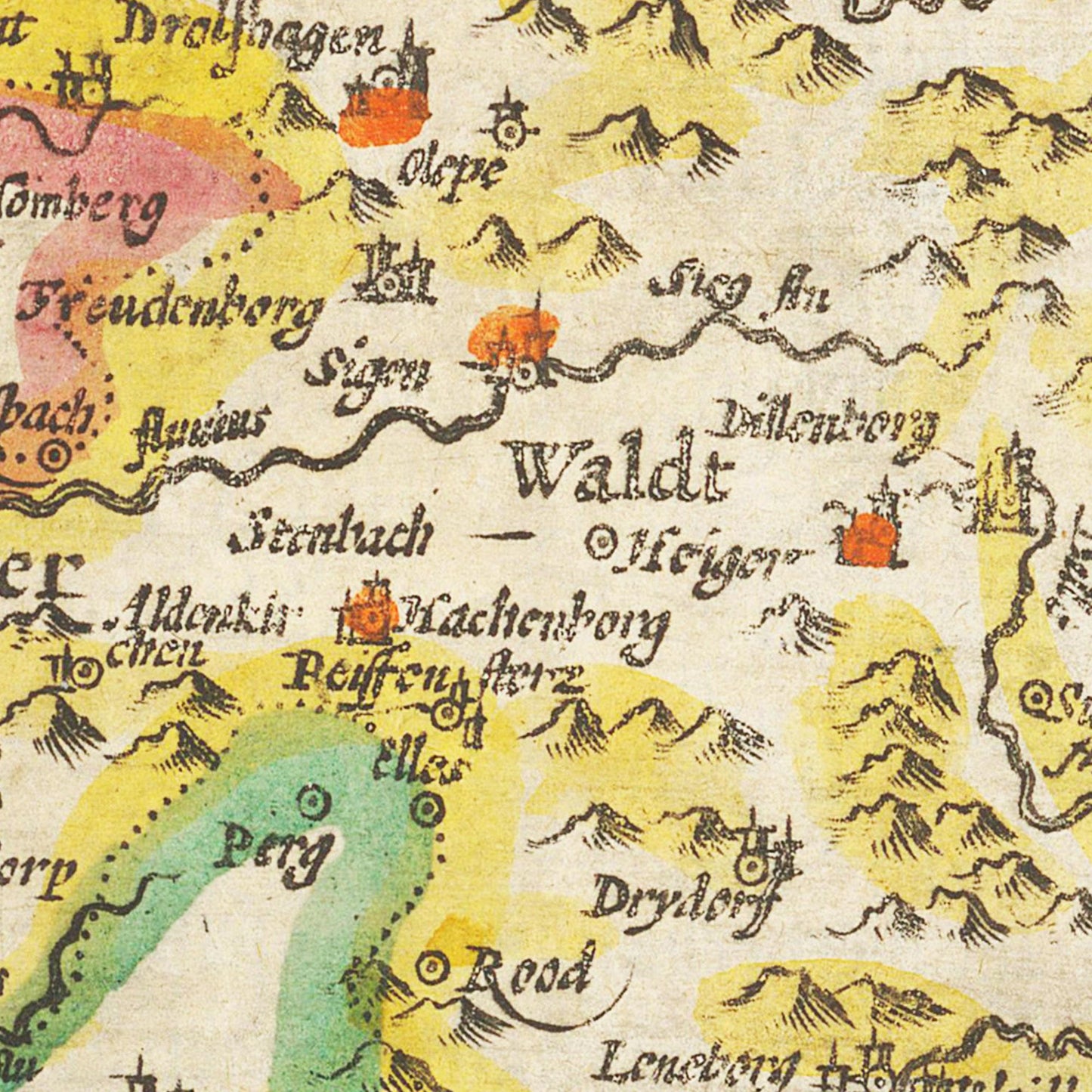 Historische Landkarte Sauerland um 1609