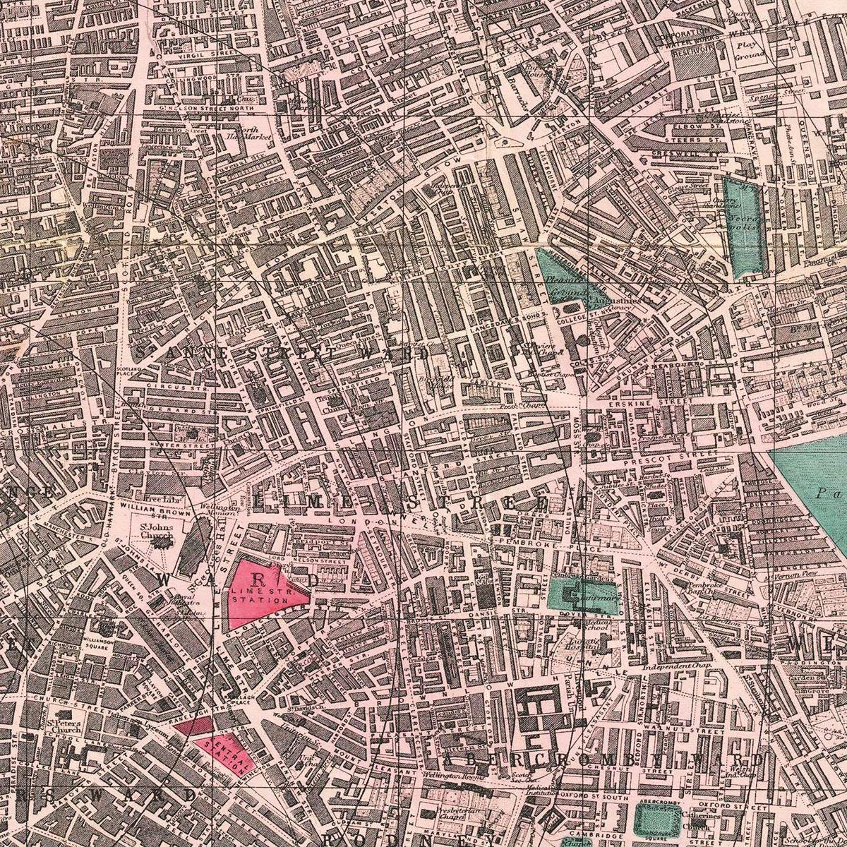 Historischer Stadtplan Liverpool um 1890