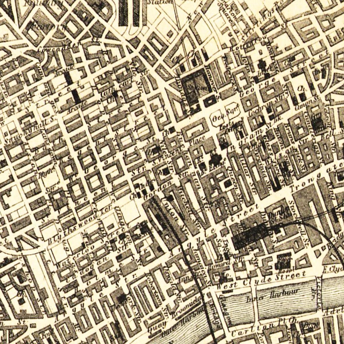 Historischer Stadtplan Glasgow um 1878