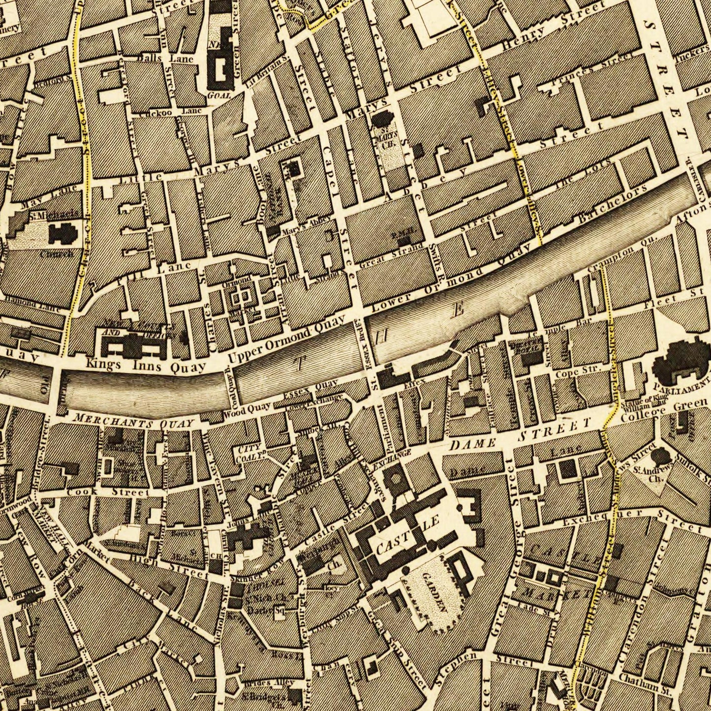 Historischer Stadtplan Dublin um 1797