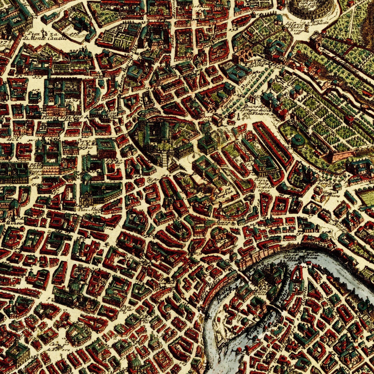 Historischer Stadtplan Rom um 1700