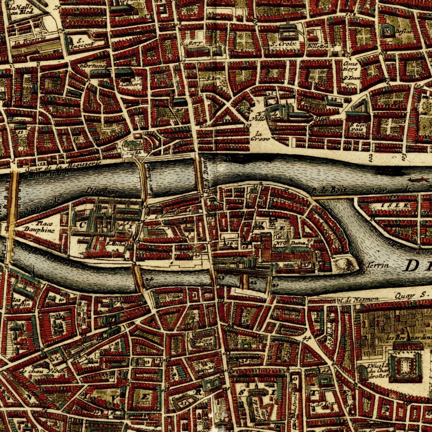 Historischer Stadtplan Paris um 1700