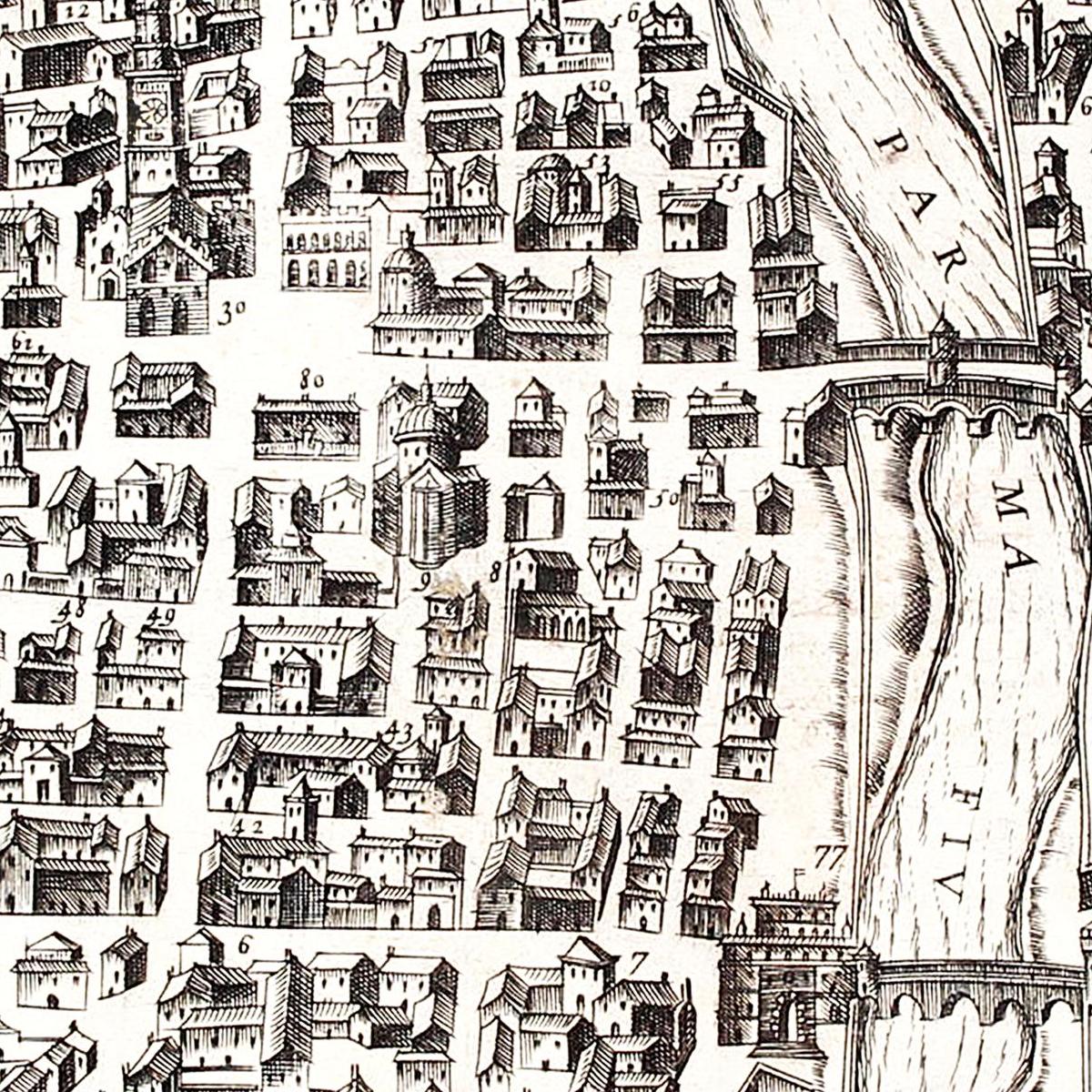 Historischer Stadtplan Parma um 1567