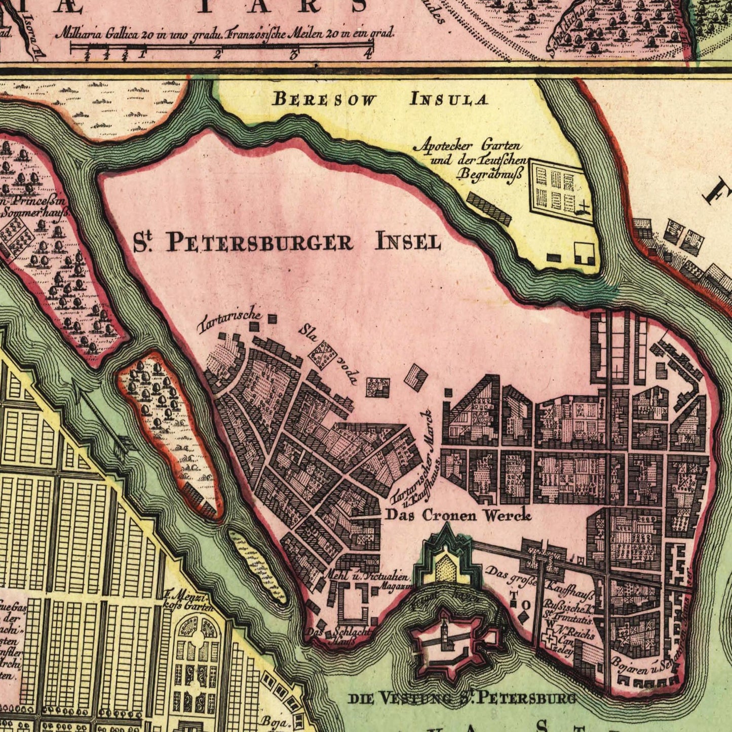 Historischer Stadtplan St. Petersburg um 1734