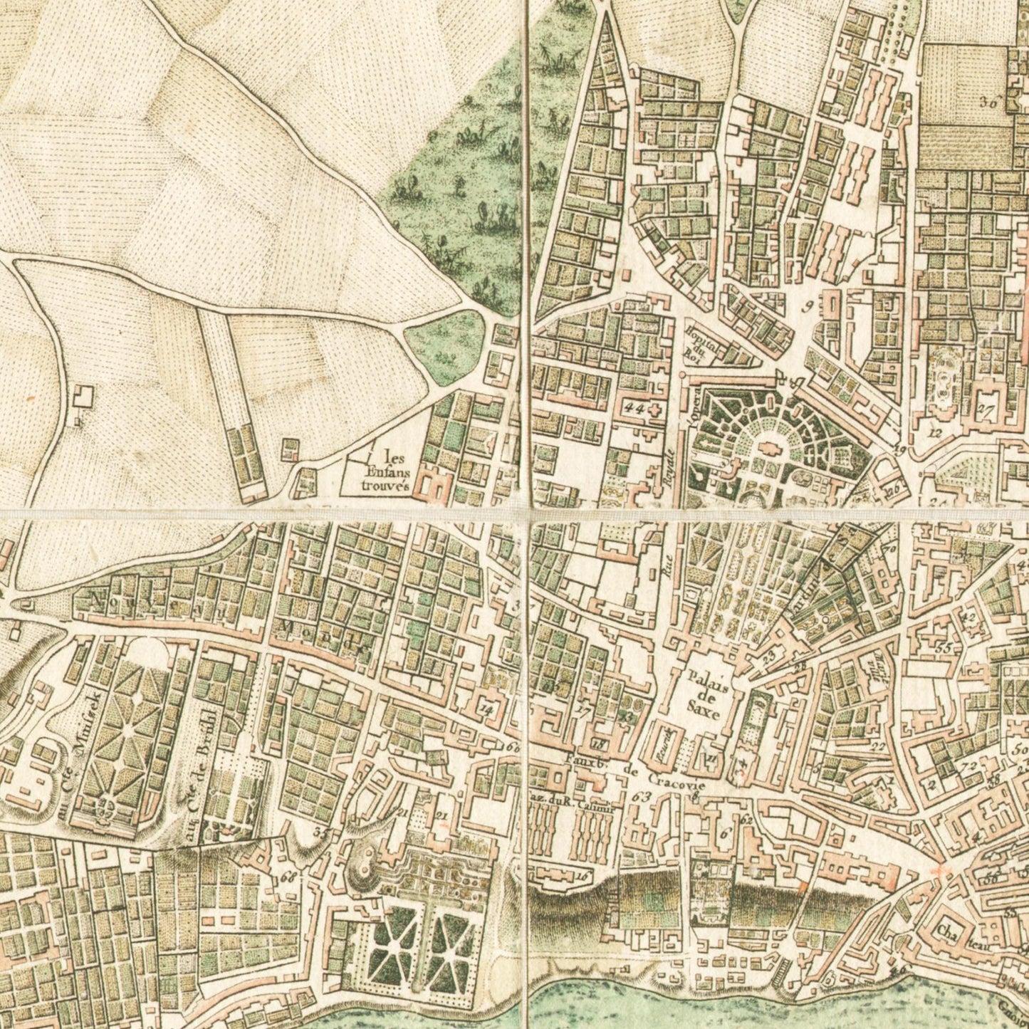 Historischer Stadtplan Warschau um 1772
