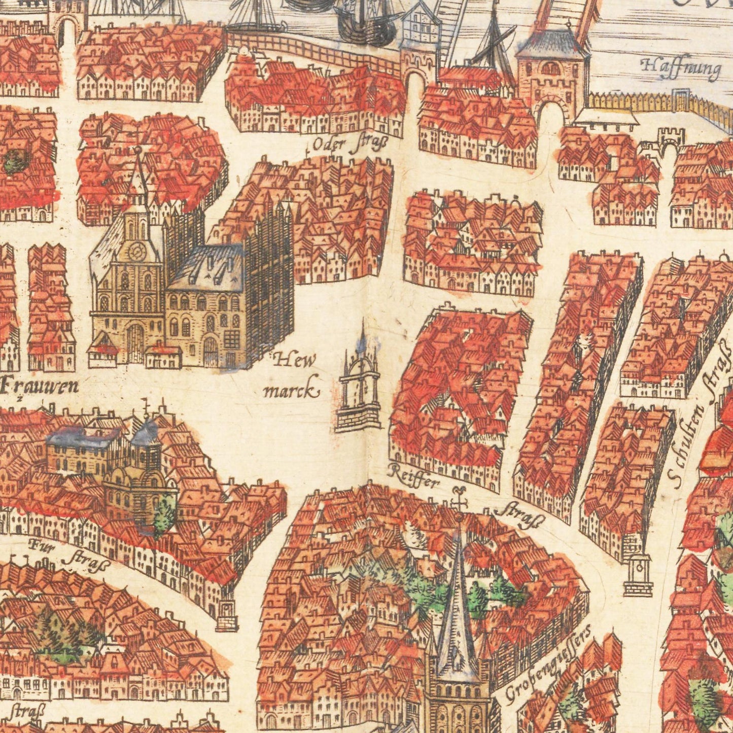 Historische Stadtansicht Stettin um 1592