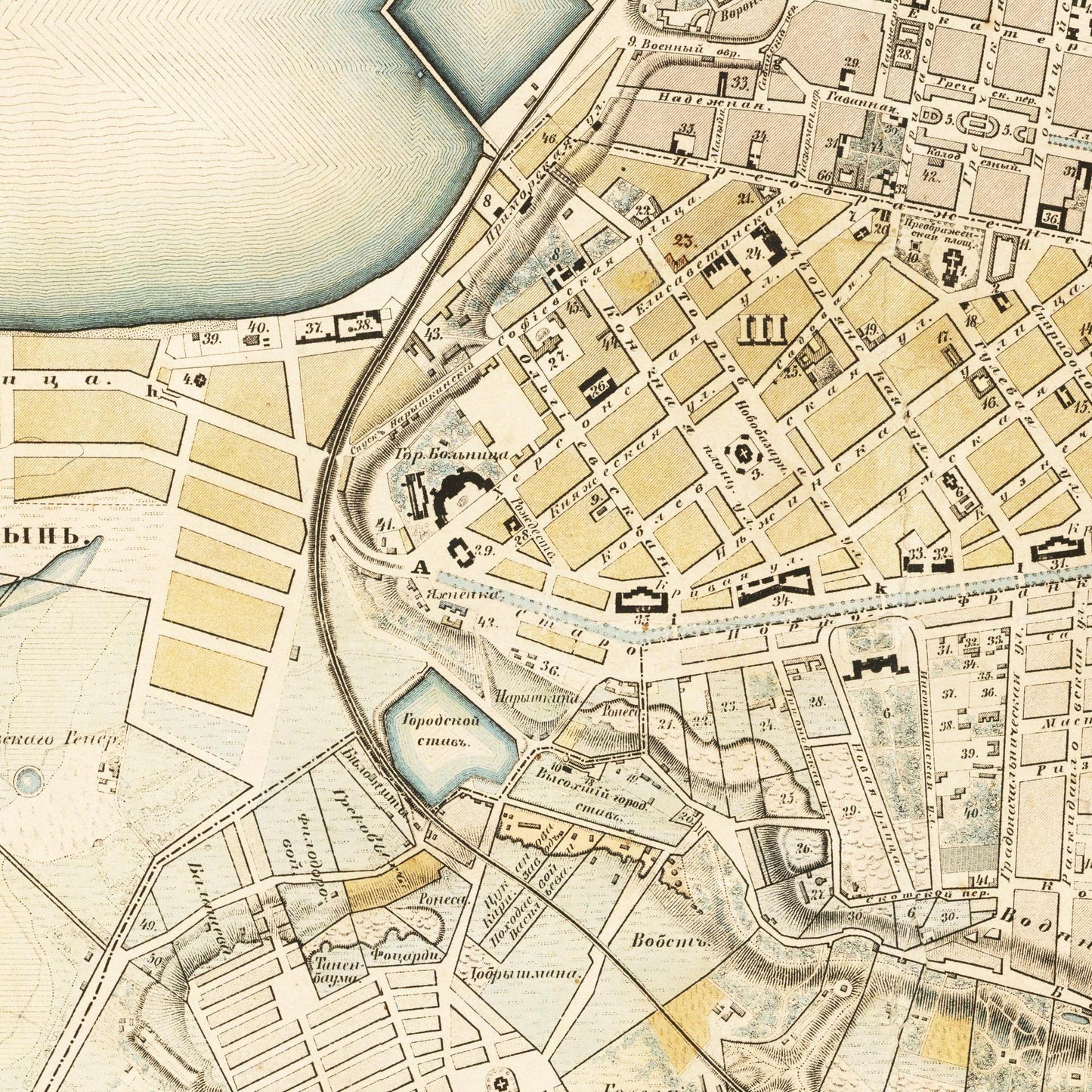 Historischer Stadtplan Odessa um 1864