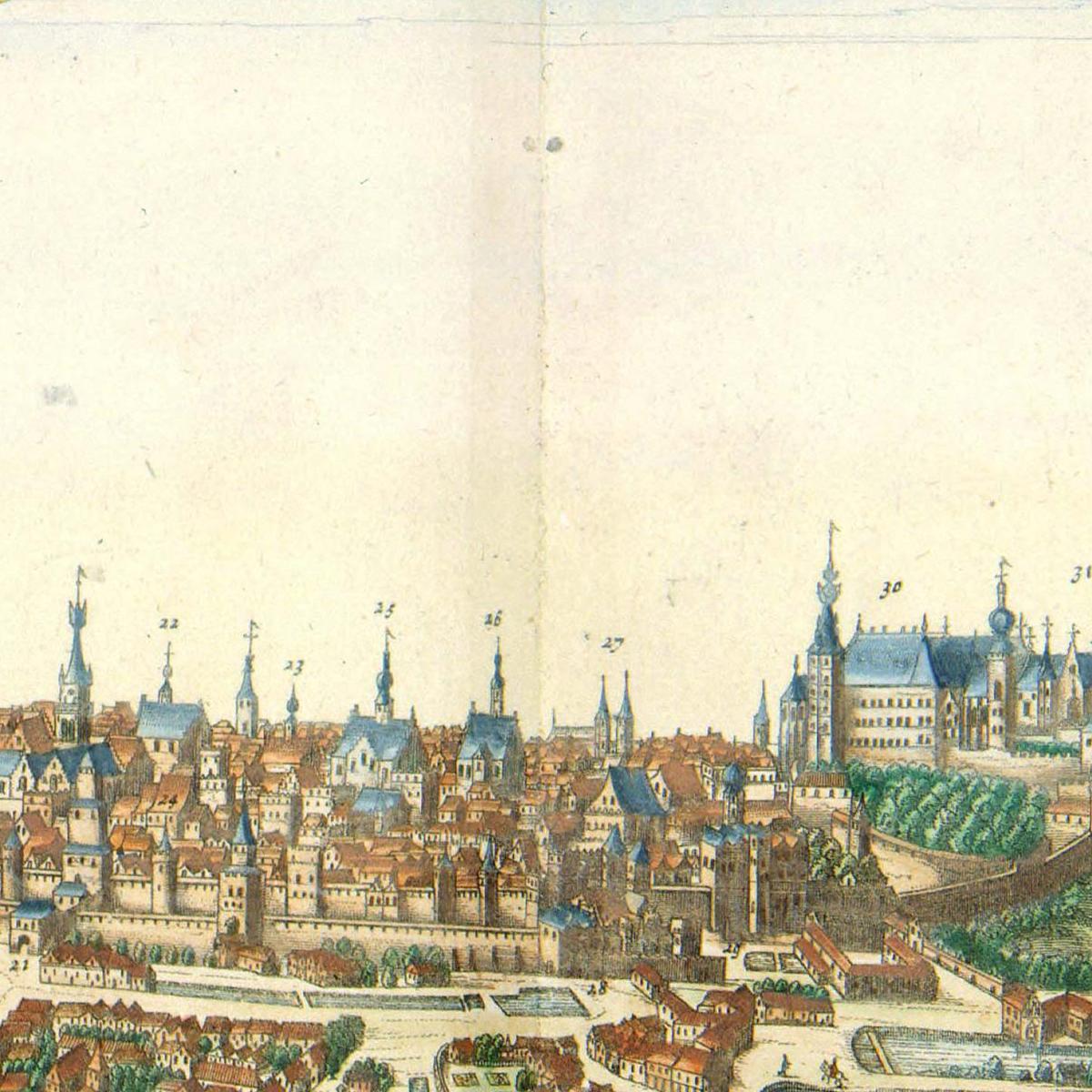 Historischer Stadtansicht Krakau um 1690