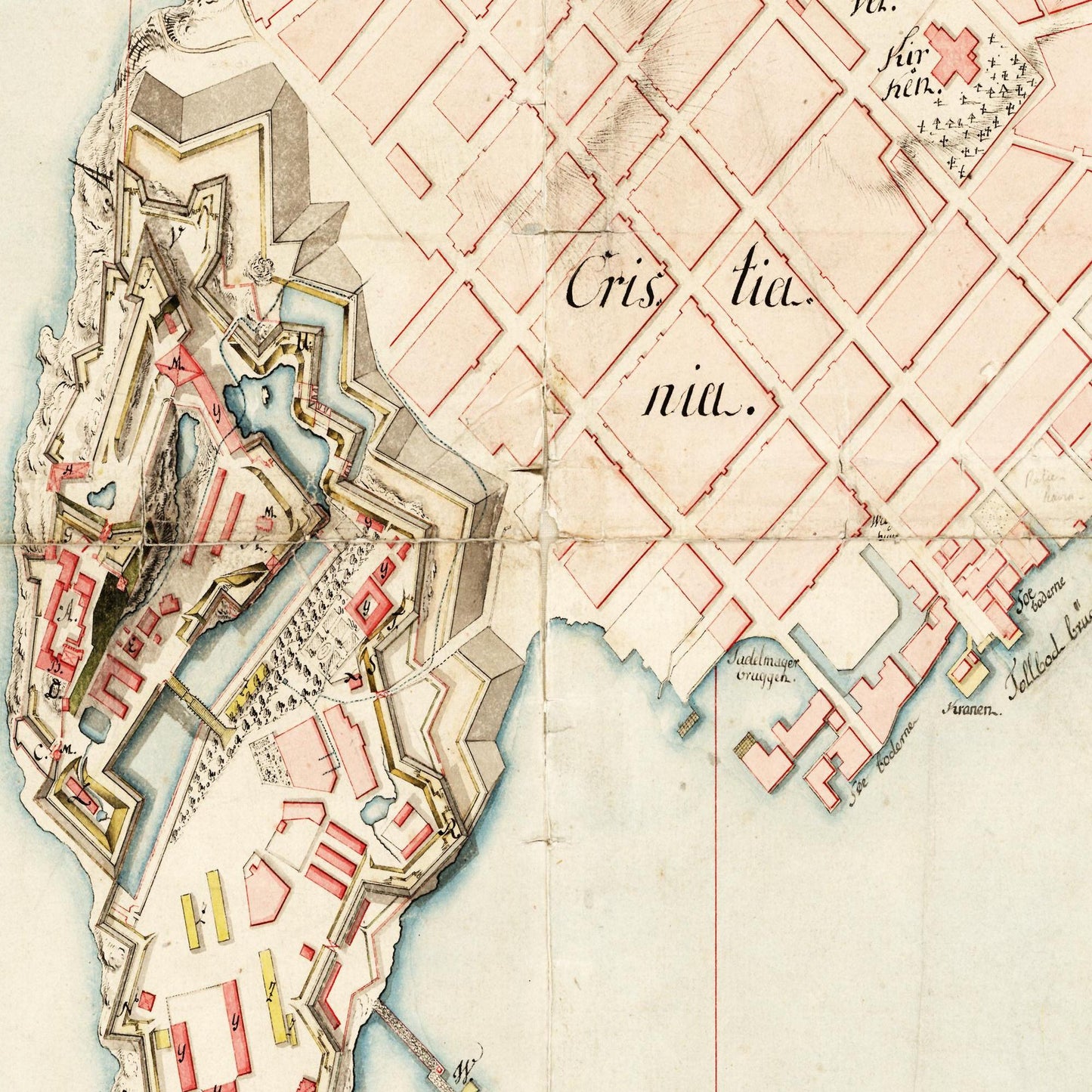 Historischer Stadtplan Oslo um 1774